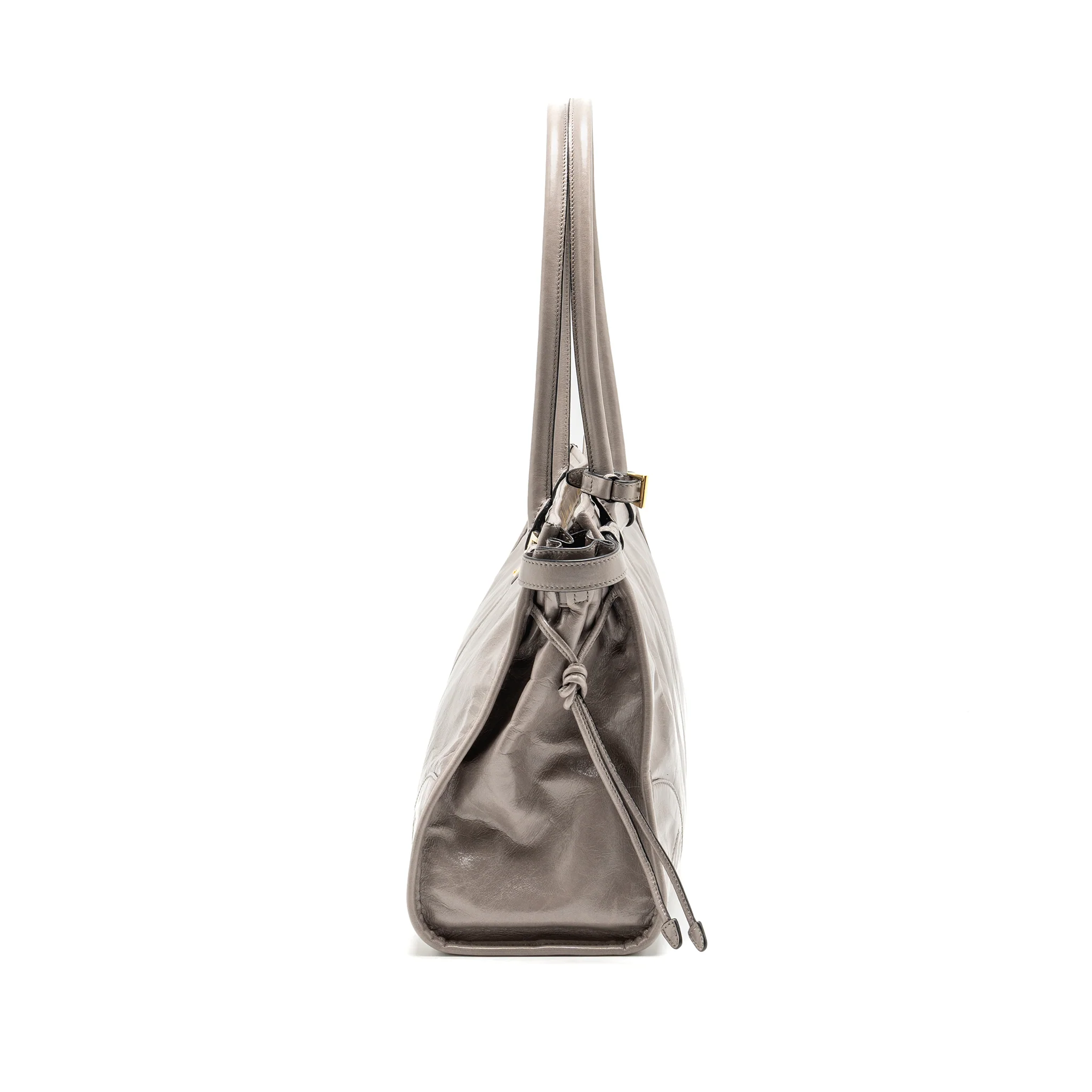 Prada Bonnie Large Handbag Calfskin Grey GHW - Image 3