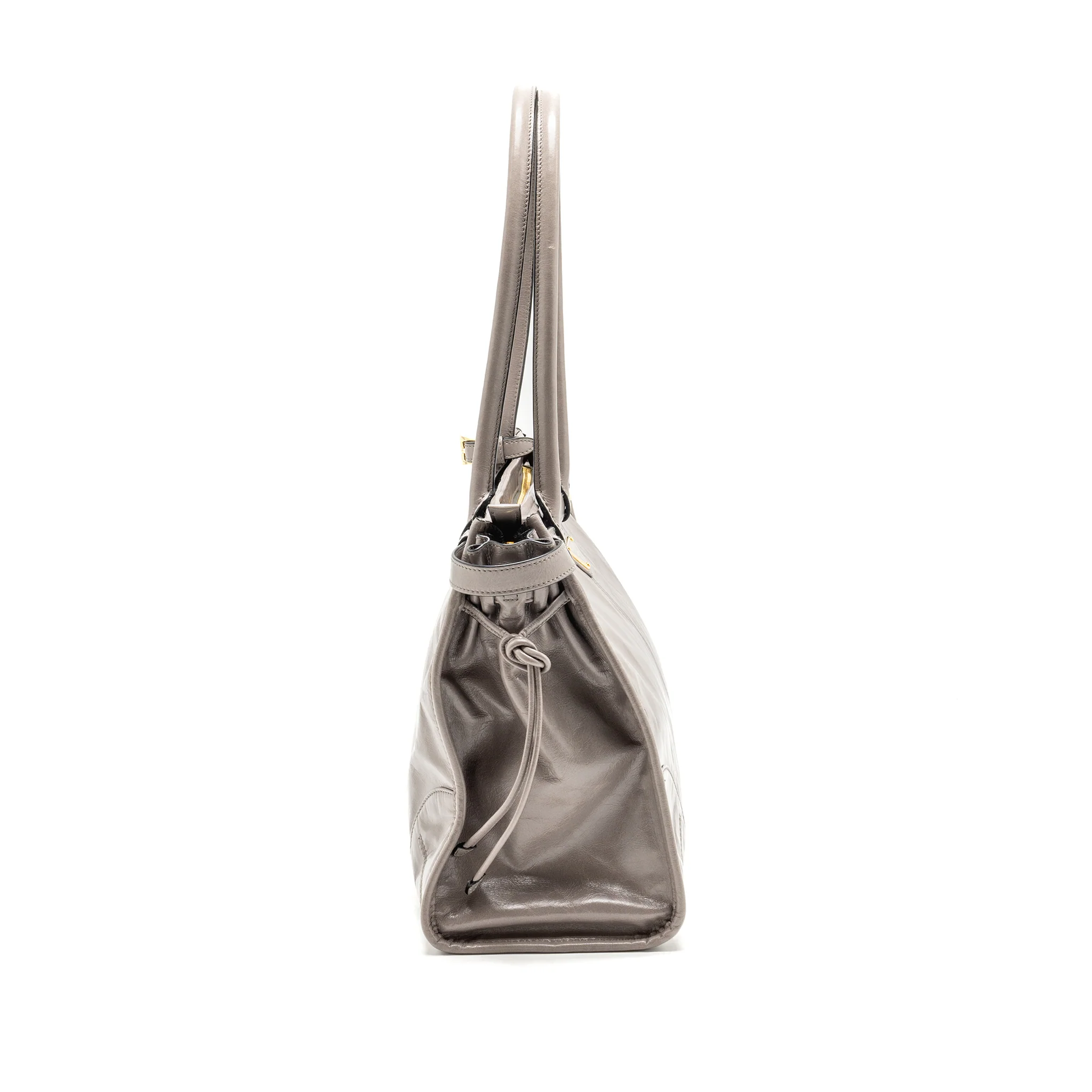 Prada Bonnie Large Handbag Calfskin Grey GHW - Image 4