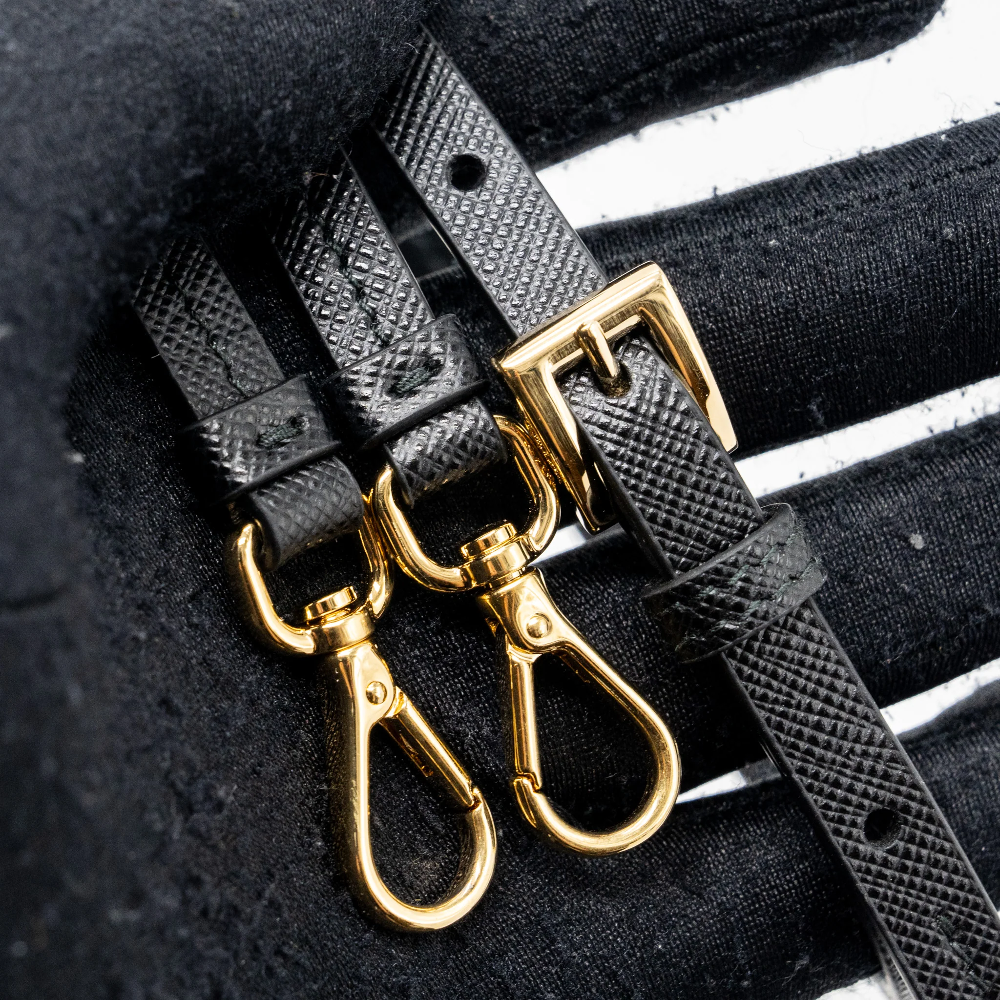 Prada Card Holder With Shoulder Strap Saffiano Leather Black GHW - Image 14