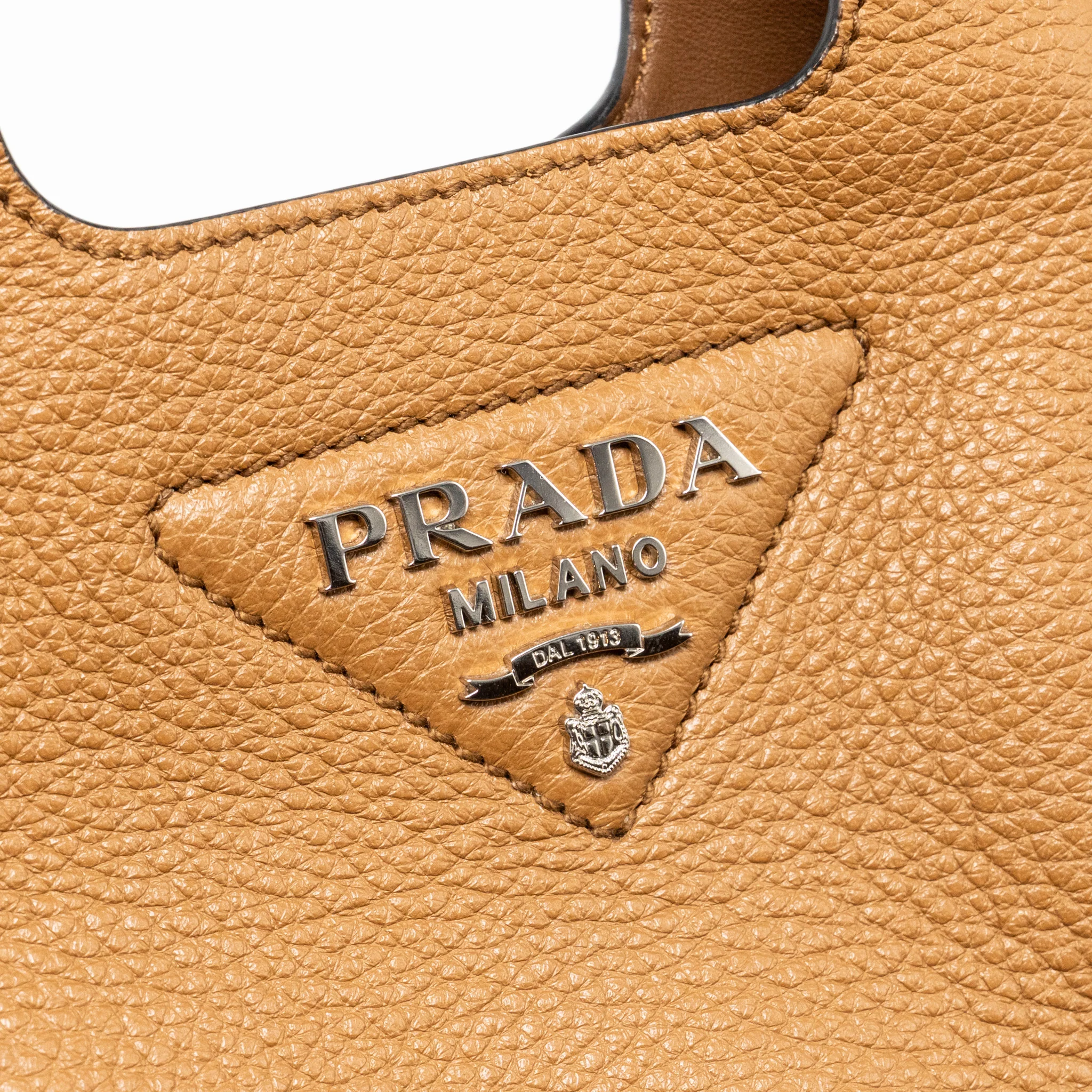Prada Mini Leather Handbag Calfskin Caramel SHW - Image 13