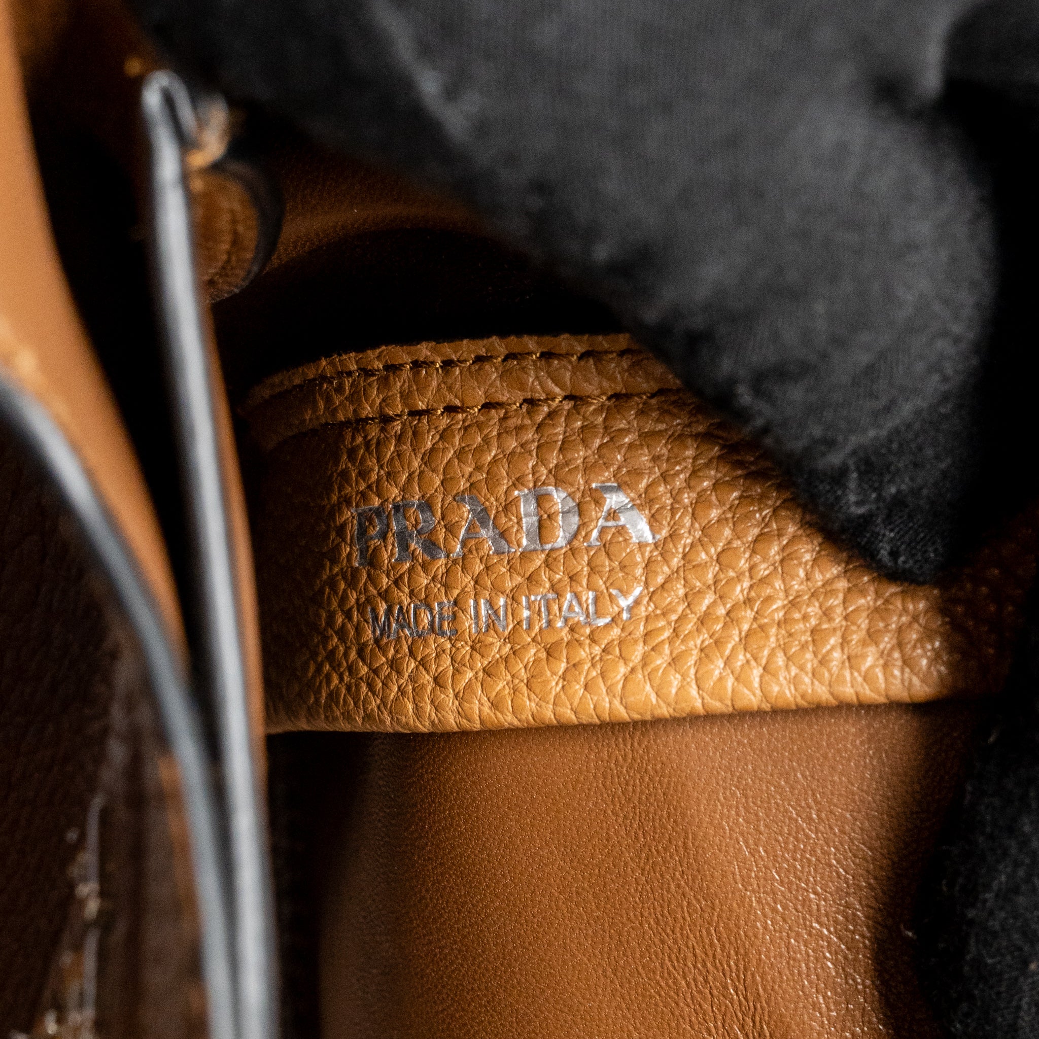 Prada Mini Leather Handbag Calfskin Caramel SHW - Image 15