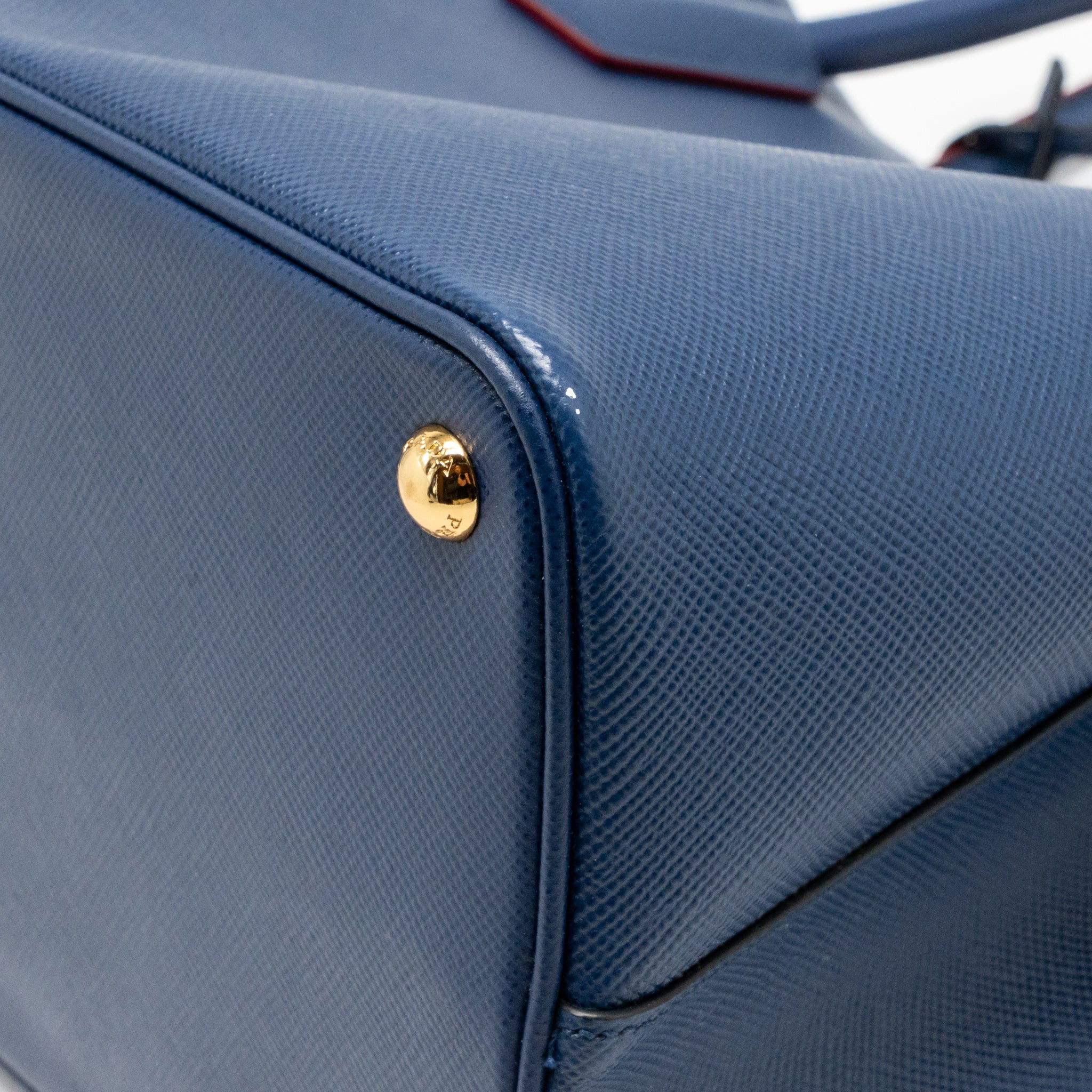 Prada Saffiano Cuir Double Bag Saffiano Leather Blue/Red GHW - Image 10