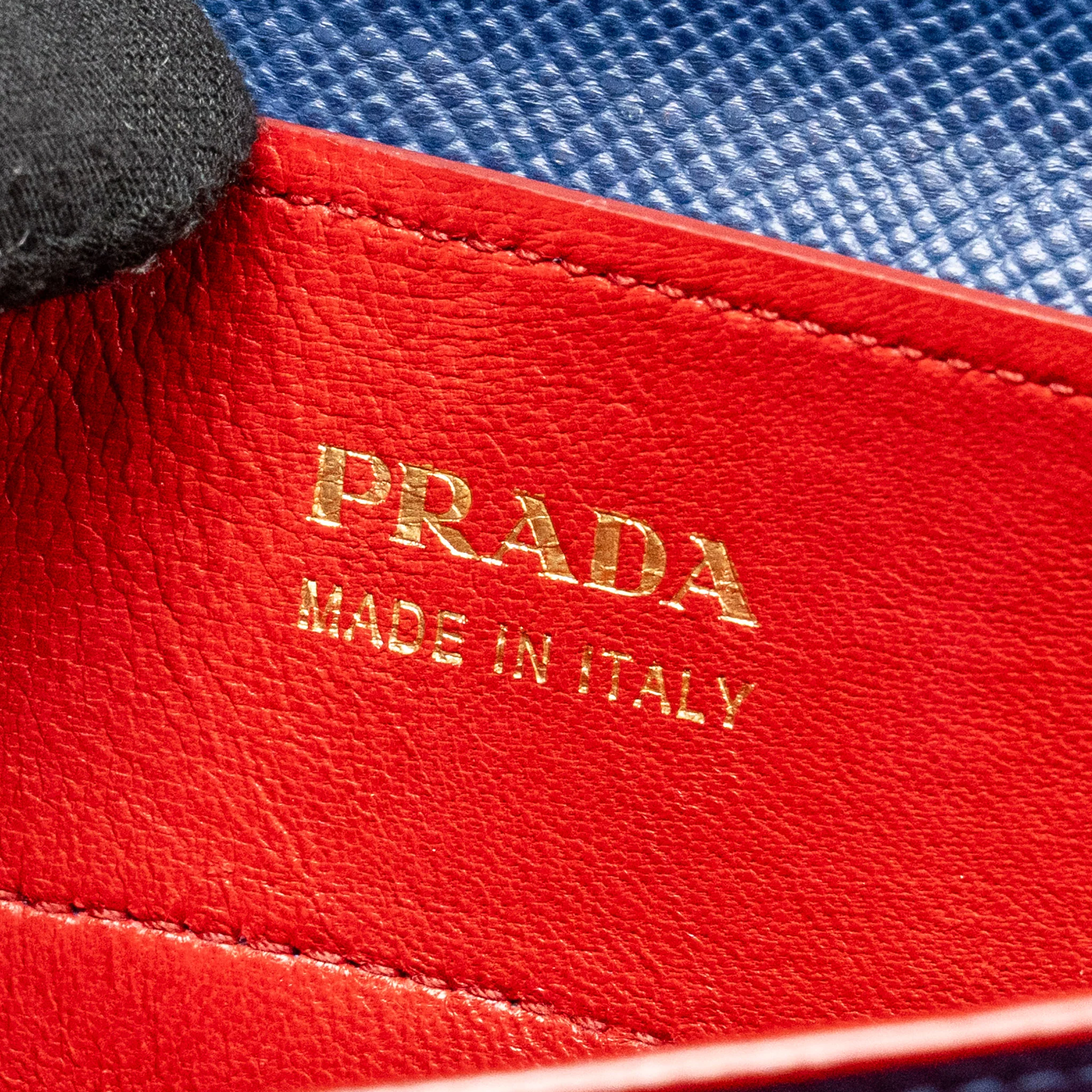 Prada Saffiano Cuir Double Bag Saffiano Leather Blue/Red GHW - Image 14