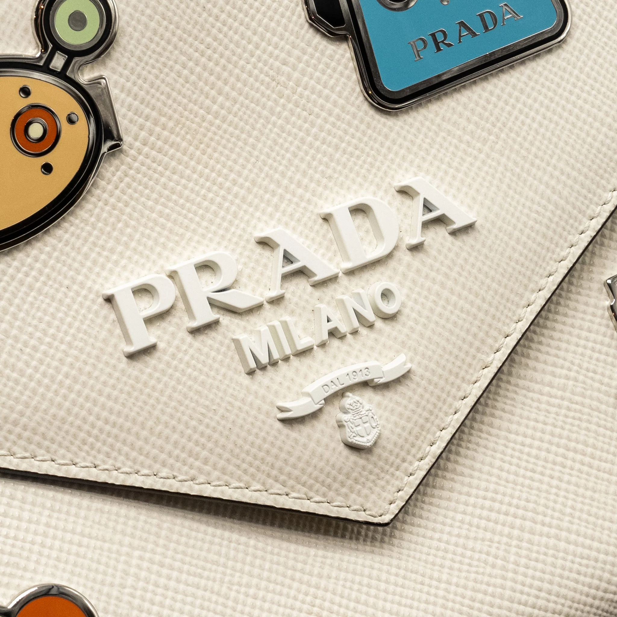 Prada Saffiano Robot Monochrom Crossbody Bag White SHW - Image 12