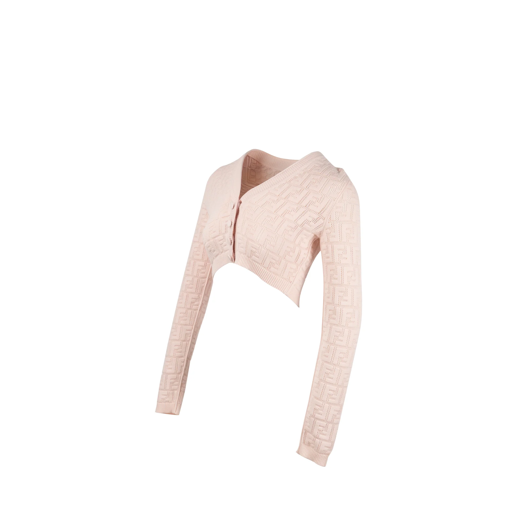 Fendi Size 36 Naomi Cropped Cardigan Viscose Pink - Image 3