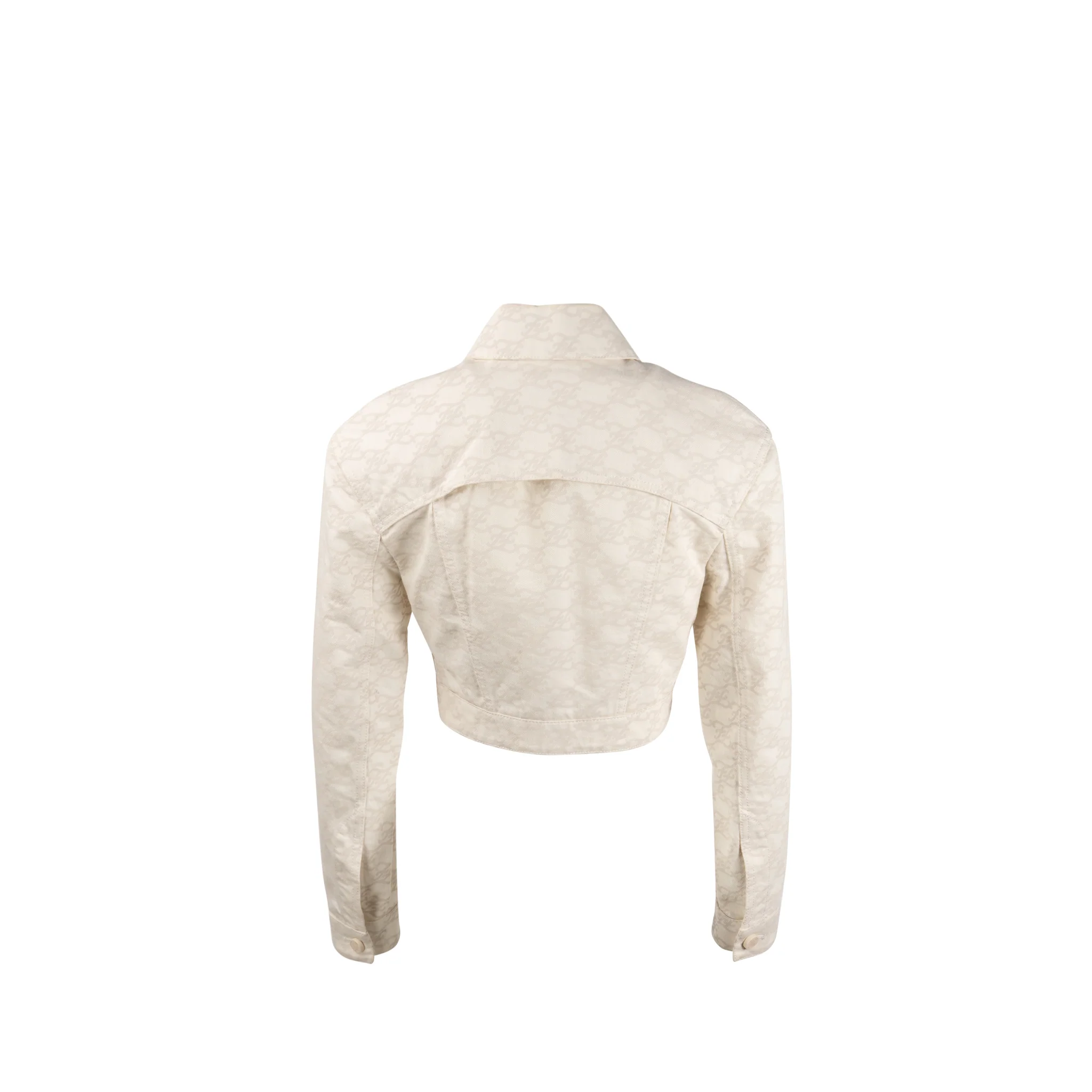 Fendi Size 36 Karligraphy Cropped Denim Jacket Cotton White/ Beige - Image 2