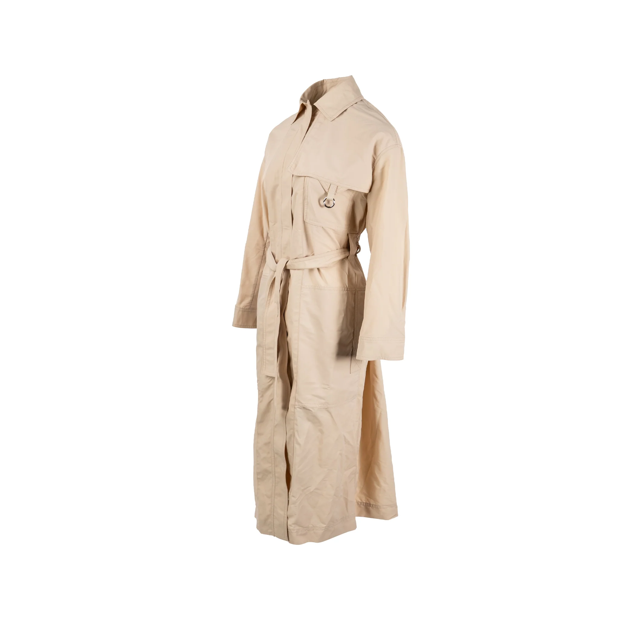 Hermes Size 34 Long Shirt Jacket Dress Virgin Wool/Polyamid Beige SHW - Image 2