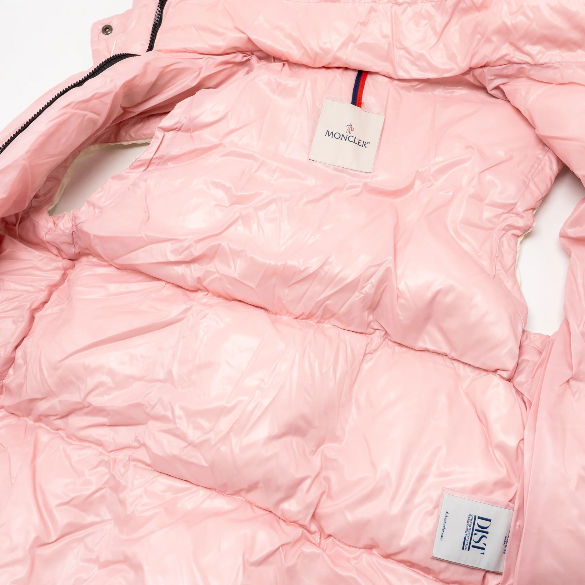 Moncler Size 00 Luzule Hooded Down Gilet Polyamide White/Pink - Image 5