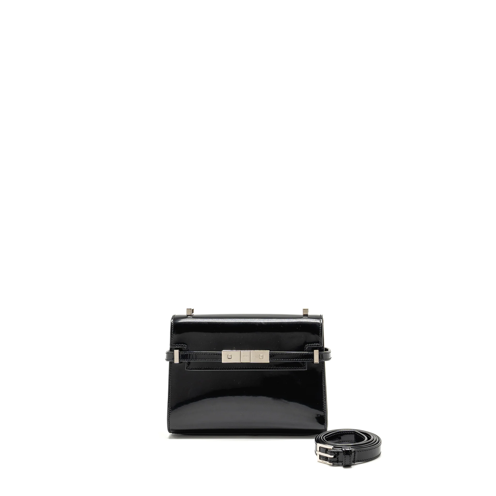Saint laurent mini manhattan shoulder bag shiny calfskin black SHW