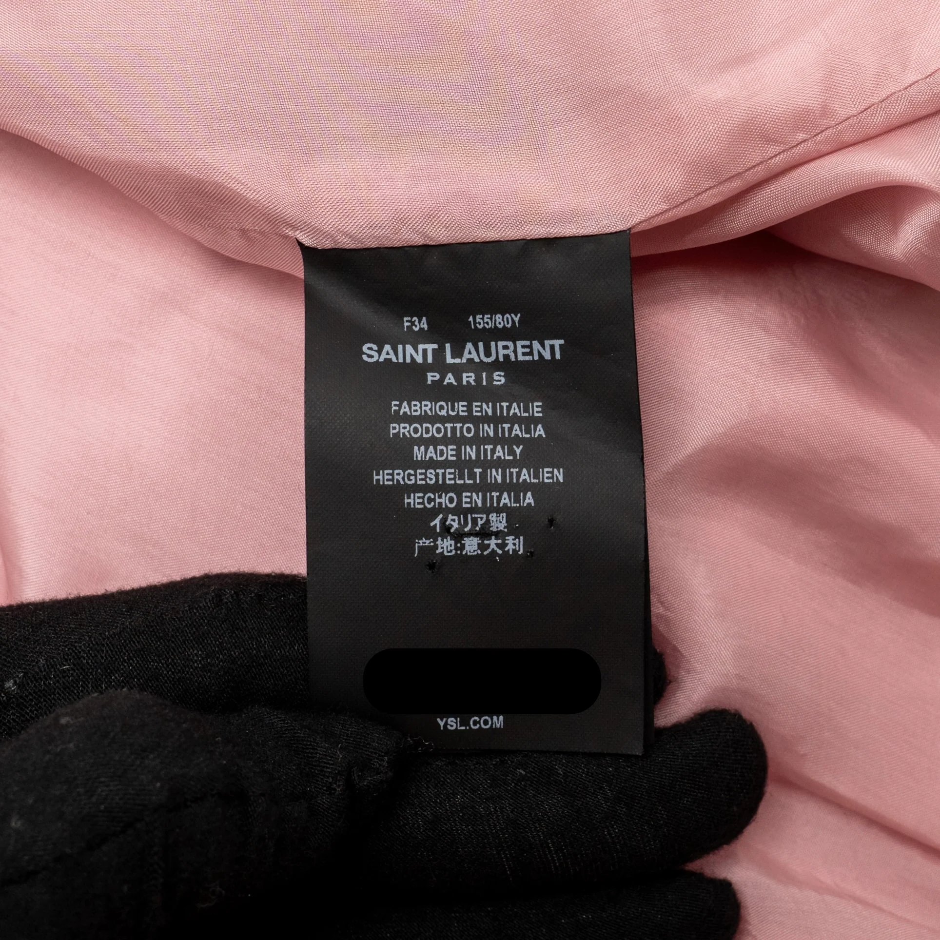 Saint Laurent Size 34 Satin Bomber Jacket Viscose Pink/White - Image 7