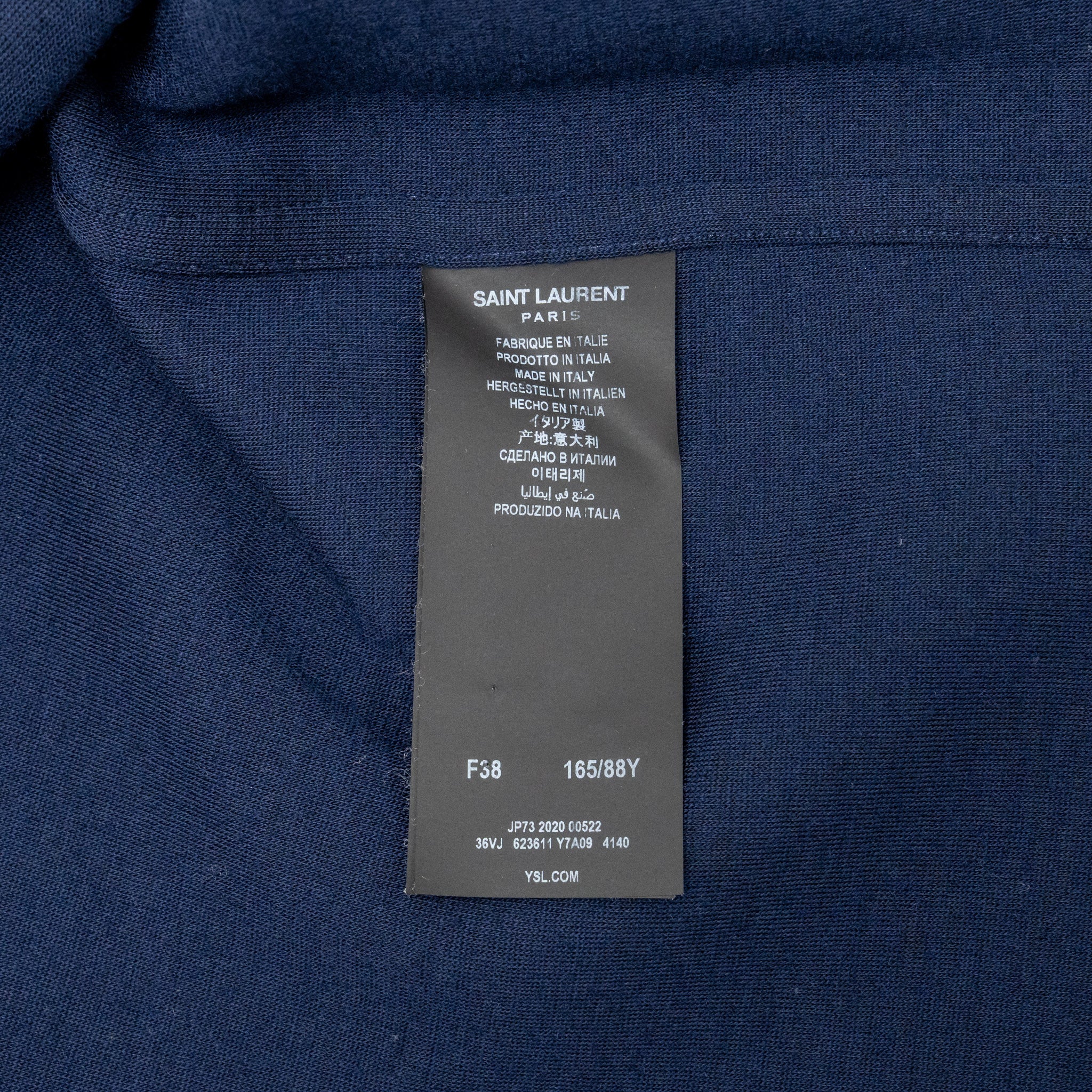 Saint Laurent size 38 embroidered monogram overshirt in wool dark blue - Image 7