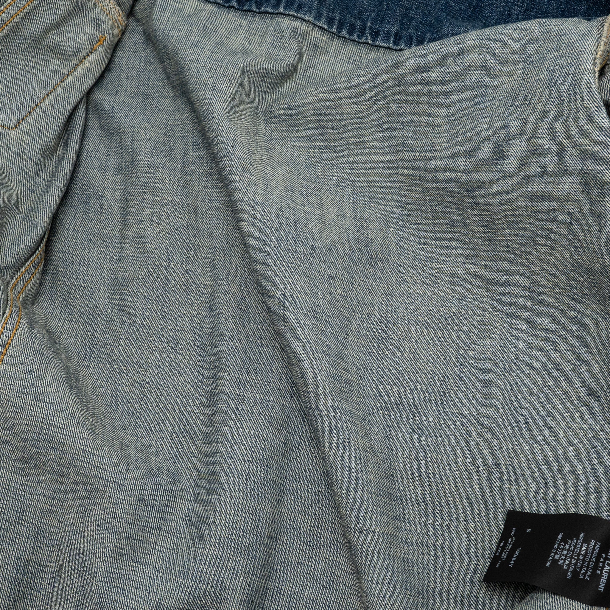 Saint Laurent Size S Stonewashed Denim Mini Dress Denim Blue - Image 5
