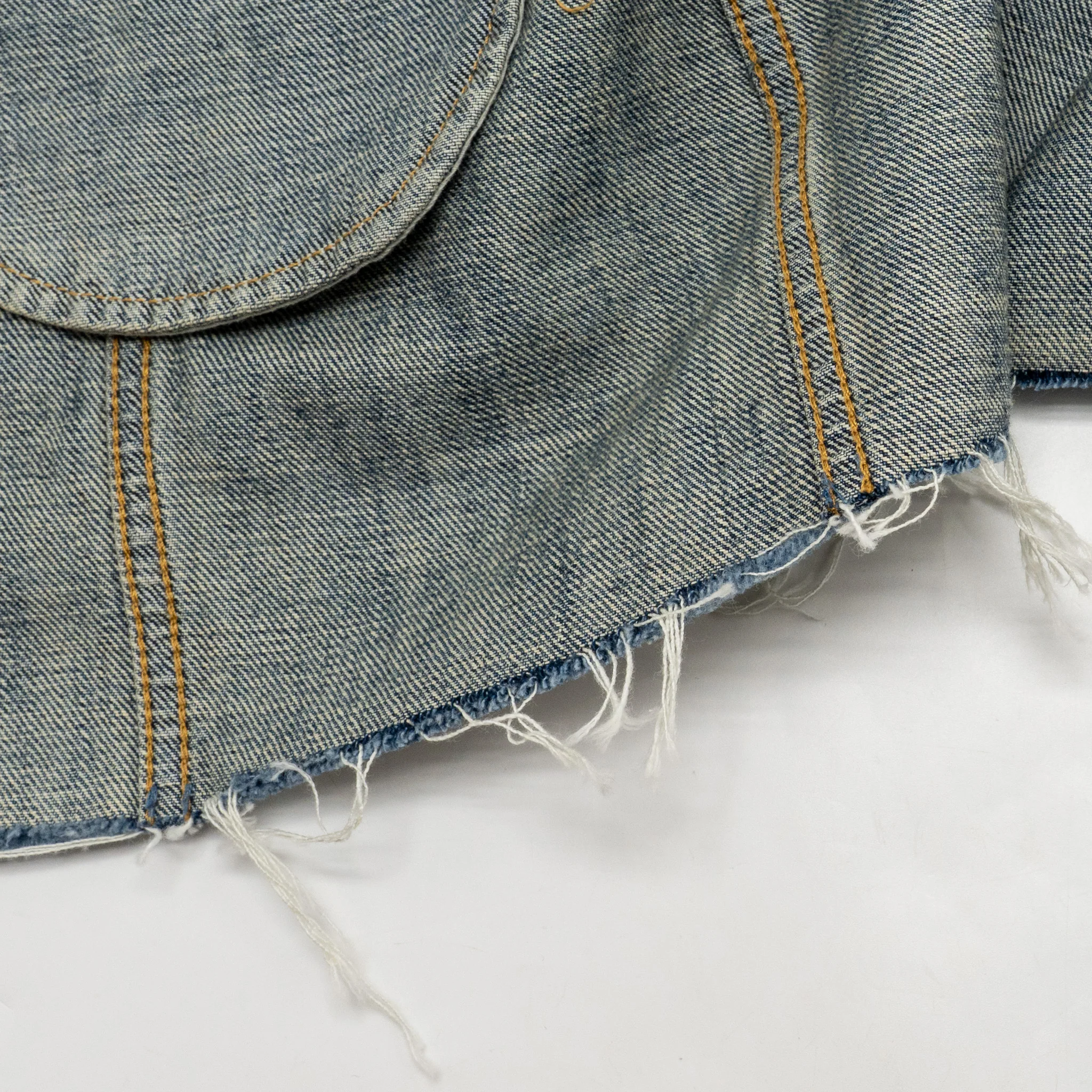 Saint Laurent Size S Stonewashed Denim Mini Dress Denim Blue - Image 6