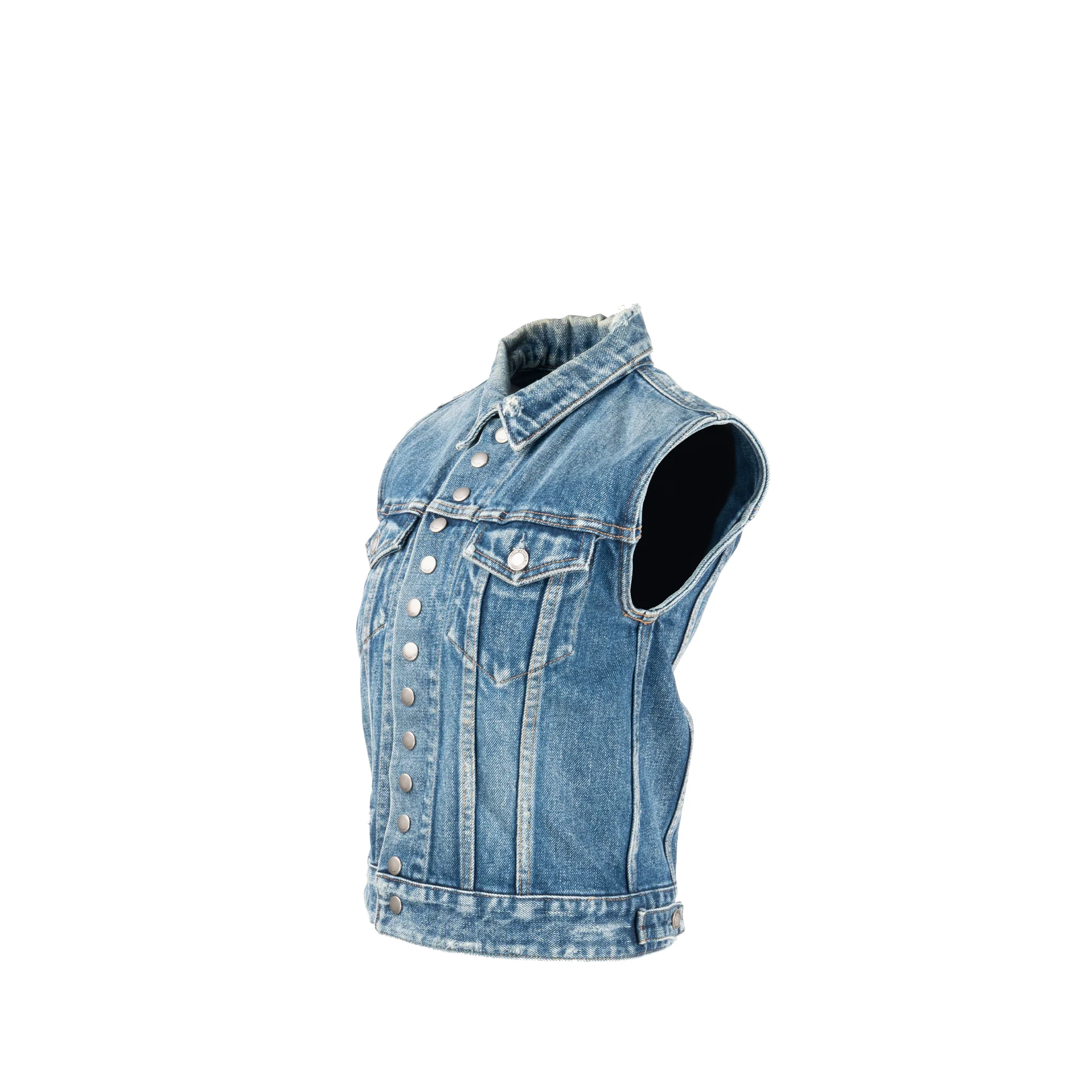 Saint Laurent Size XS Sleeveless Denim Vest Cotton Blue - Image 3