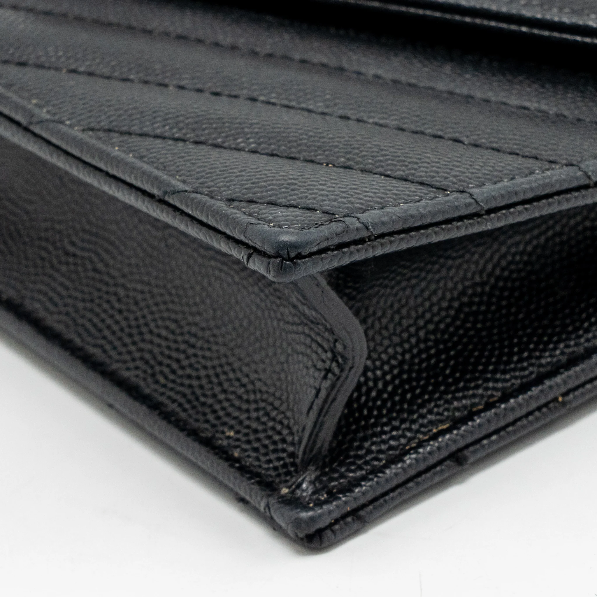 Saint Laurent/YSL Envelope Chain Wallet Grained Calfskin Black GHW - Image 8