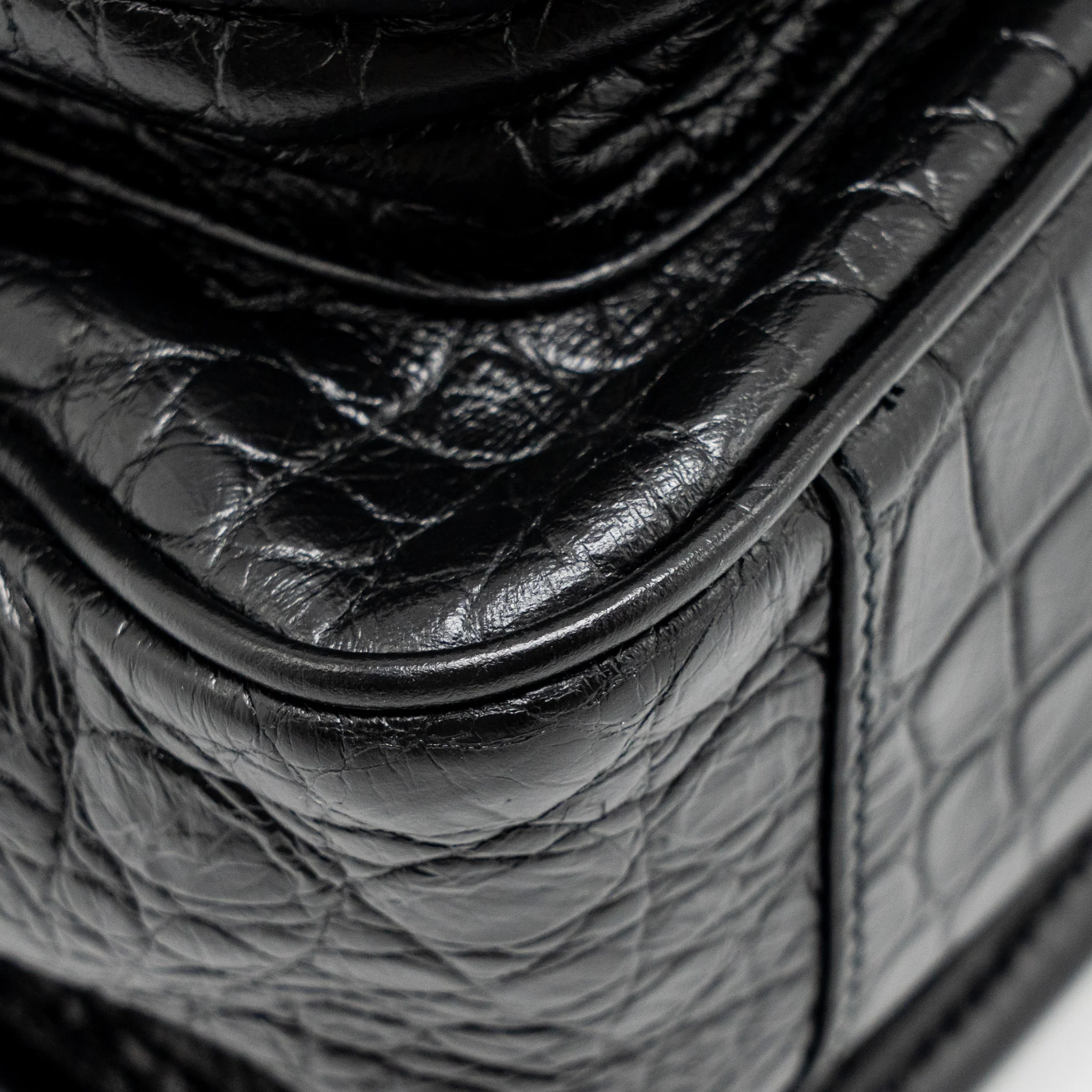 Saint Laurent / YSL Medium Niki Bag Crocodile-Embossed Black Calfskin Black Hardware - Image 9