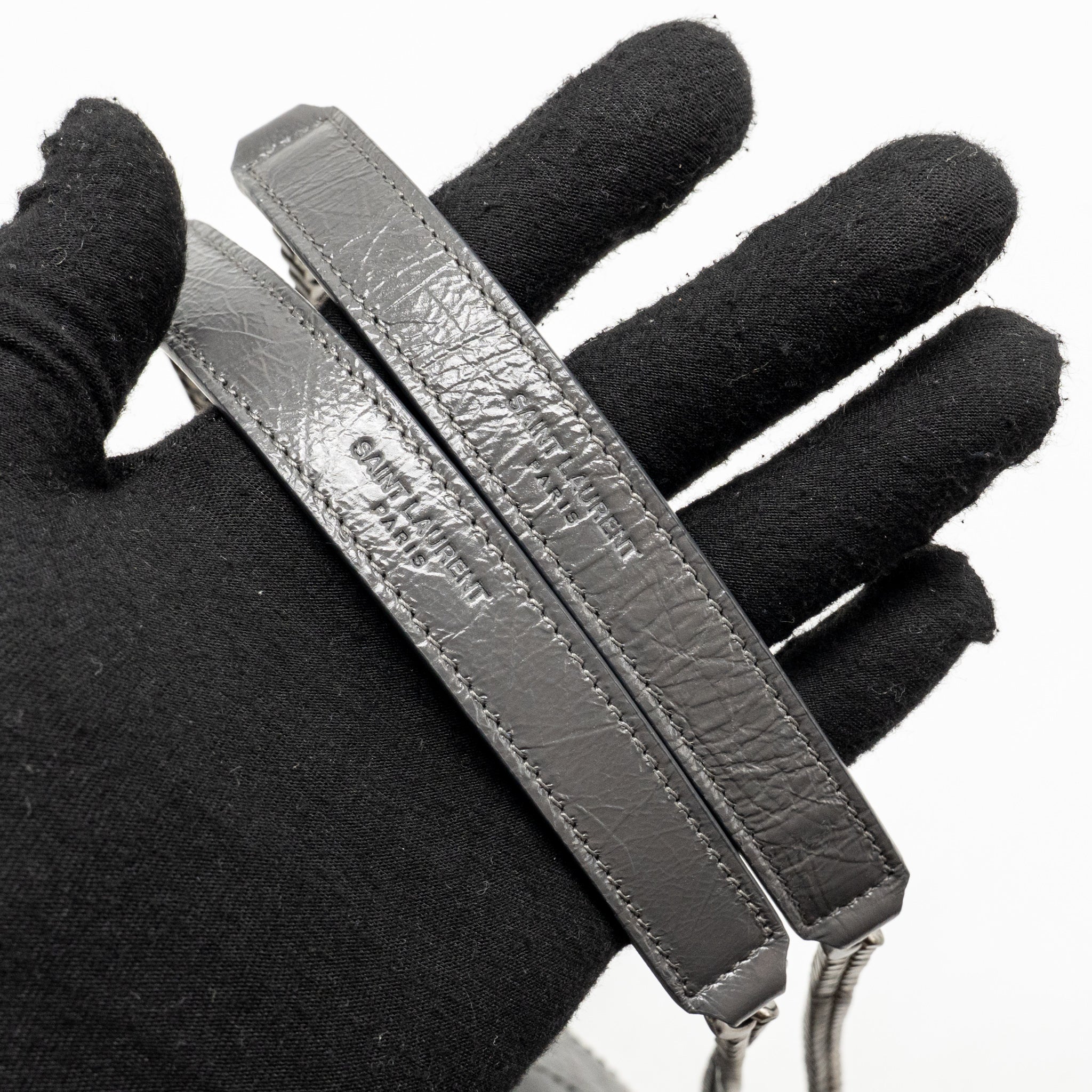 Saint Laurent/YSL Niki Baby Flap Bag Vintage Calfskin Grey Ruthenium Hardware - Image 17