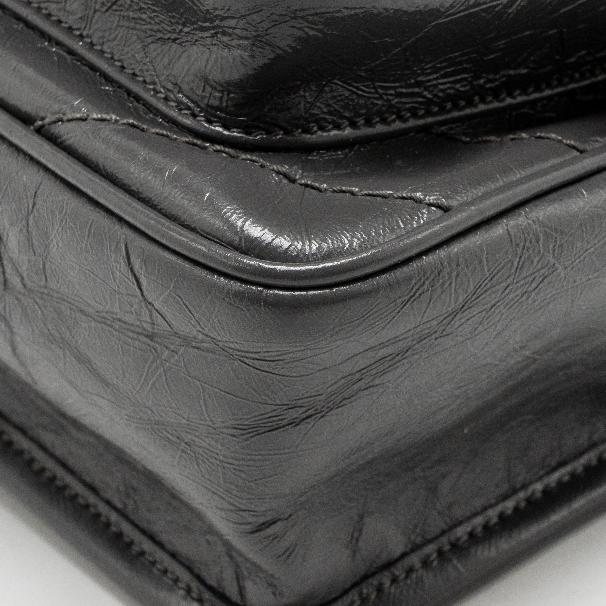 Saint Laurent/YSL Niki Baby Flap Bag Vintage Calfskin Grey Ruthenium Hardware - Image 8