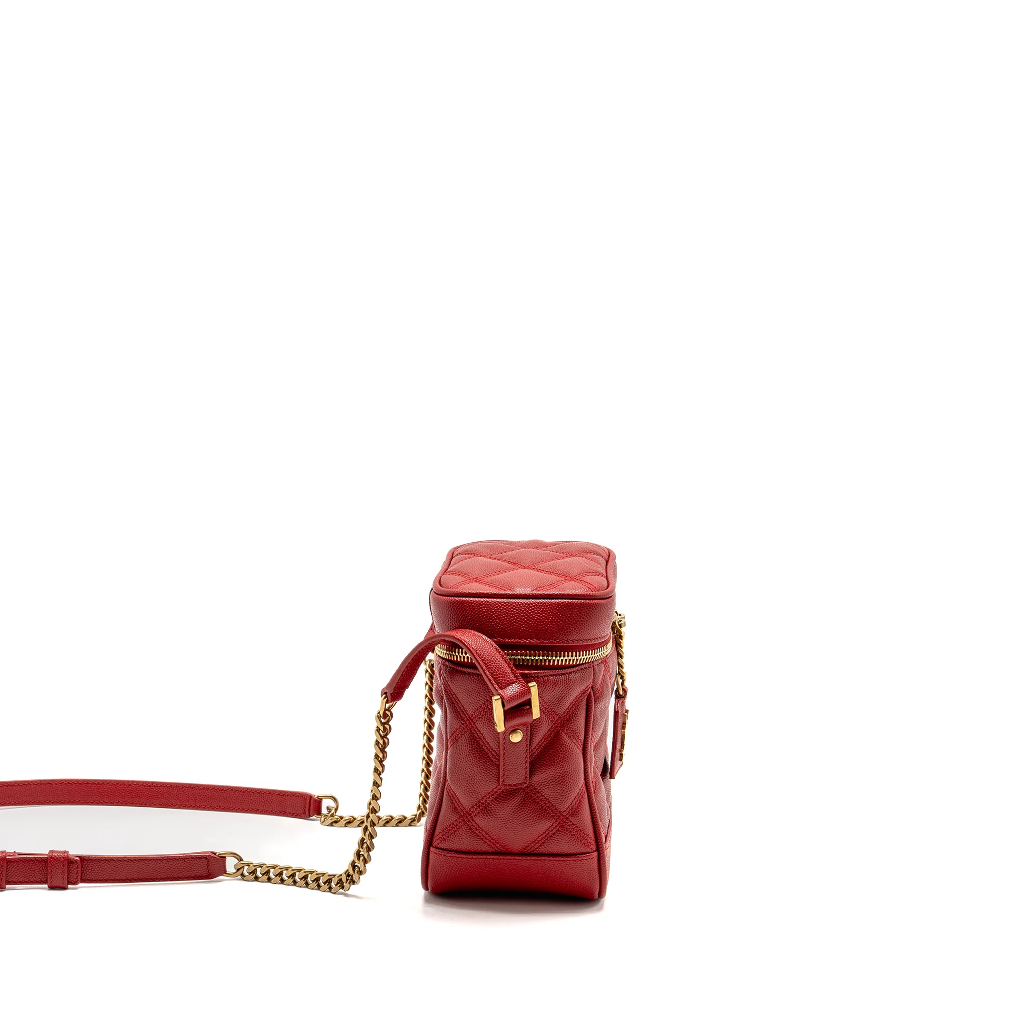 Saint laurent/YSL Paris 80’s quilted vanity crossbody bag calfskin red GHW - Image 3