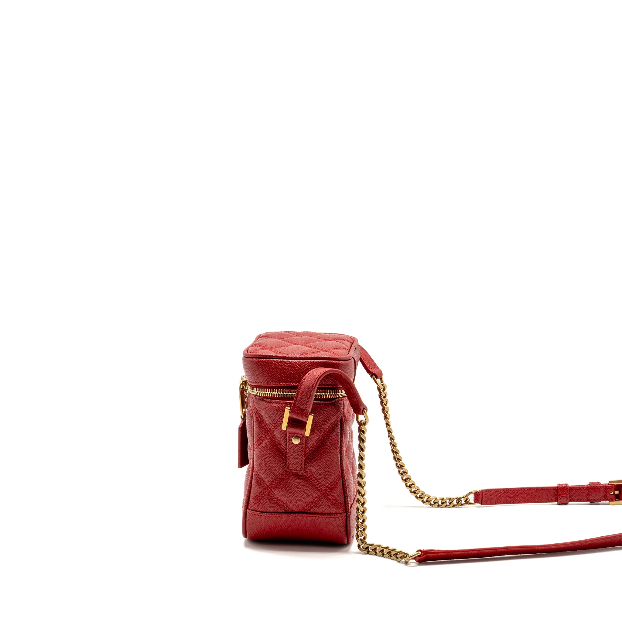 Saint laurent/YSL Paris 80’s quilted vanity crossbody bag calfskin red GHW - Image 4