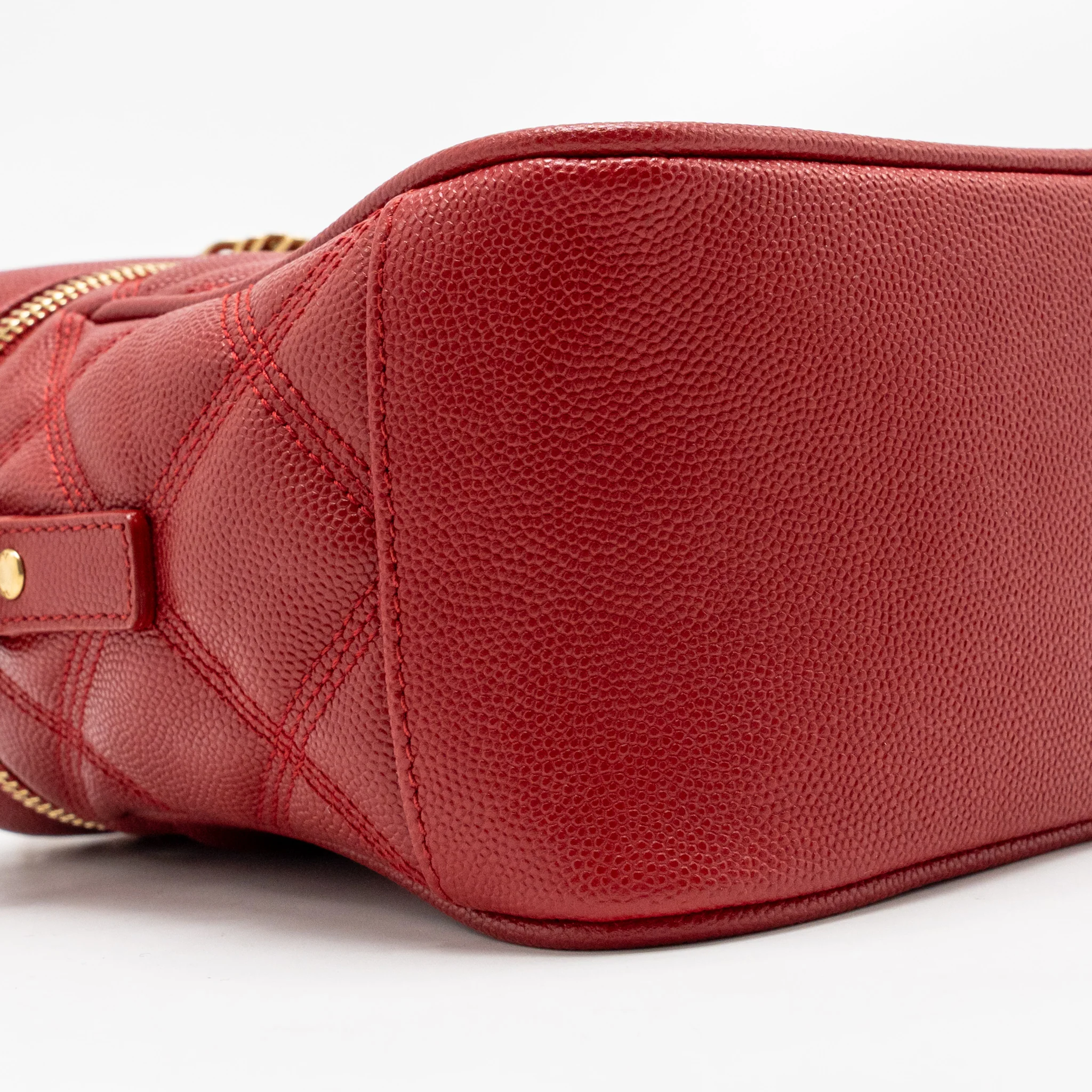 Saint laurent/YSL Paris 80’s quilted vanity crossbody bag calfskin red GHW - Image 7