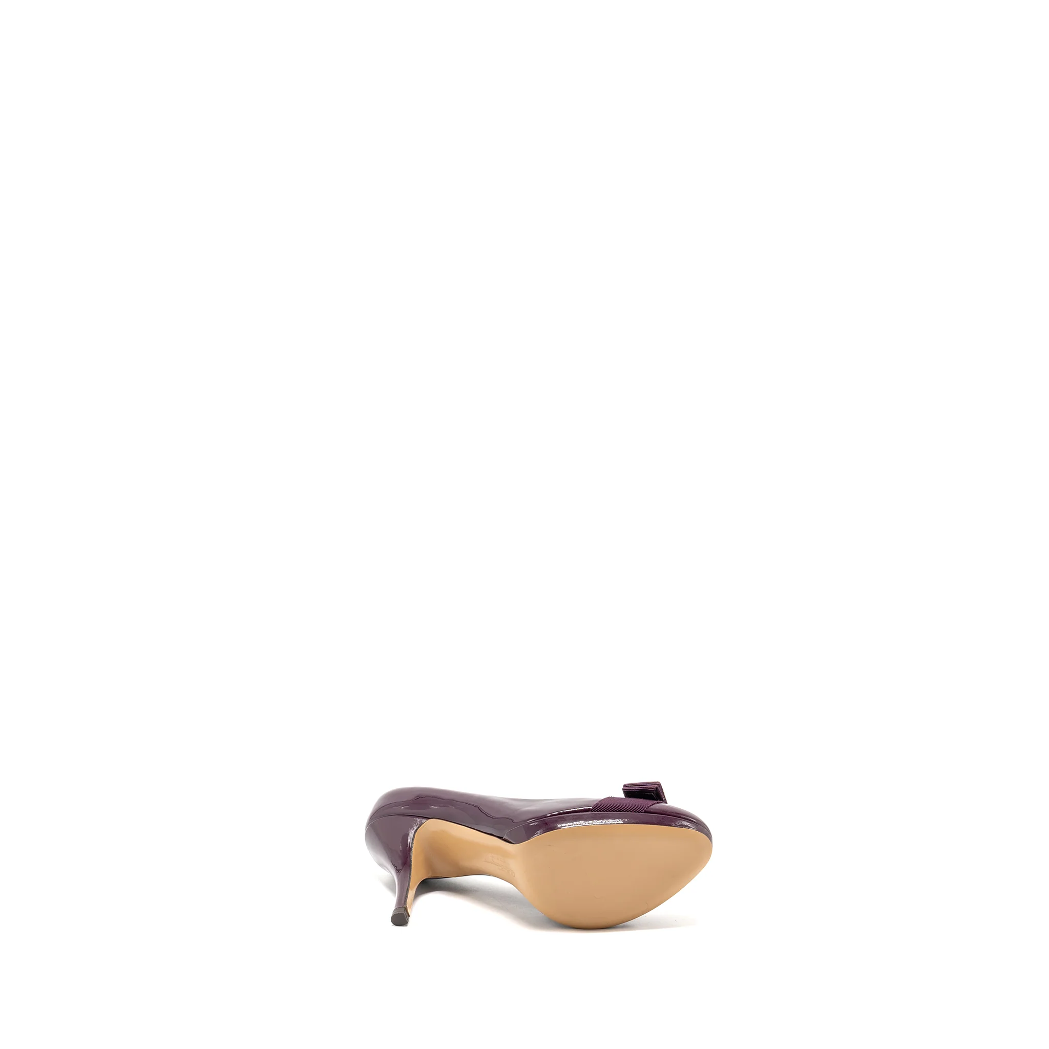 Salvatore Ferragamo Size 7 Vara Bow Pumps Patent Purple GHW - Image 6