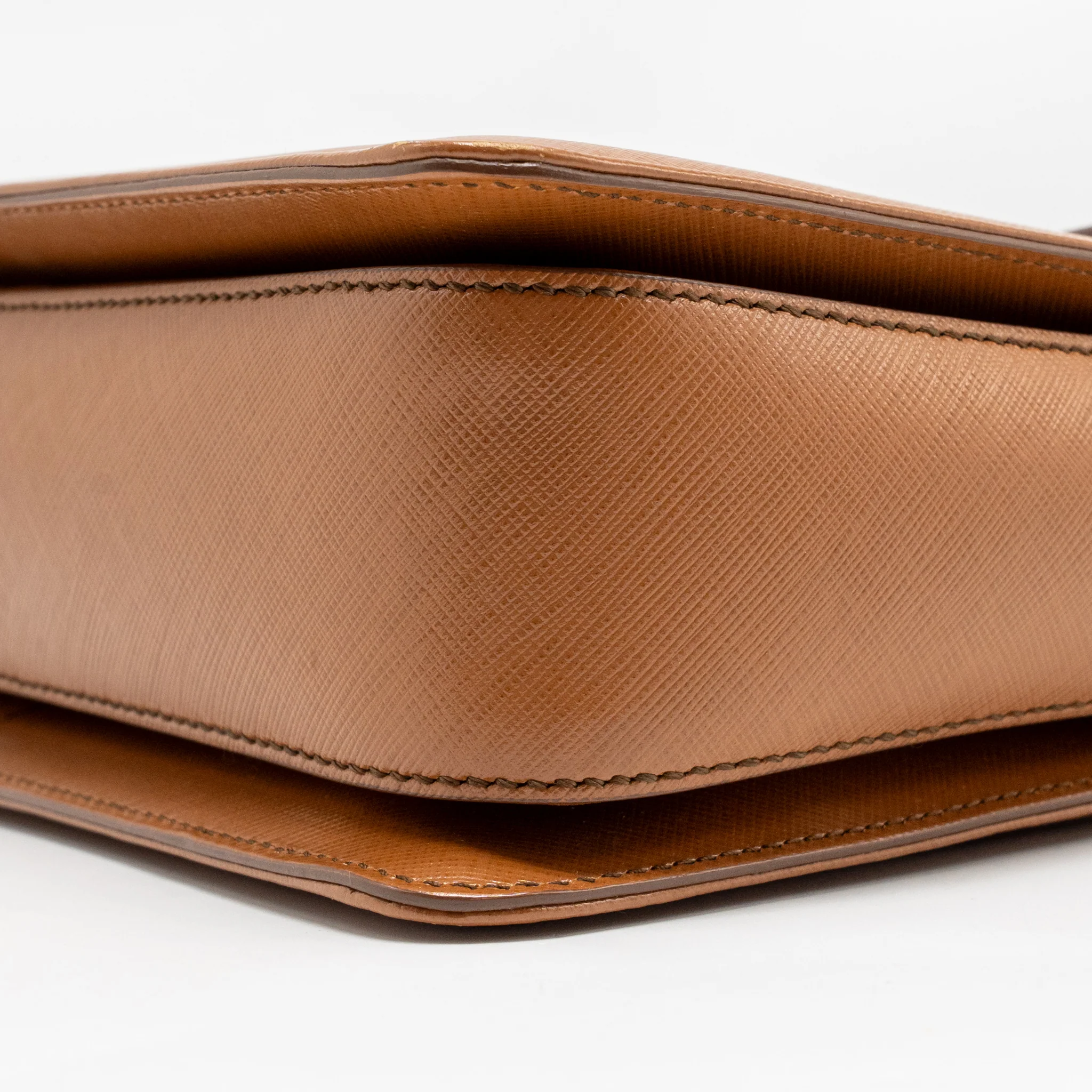 Salvatore Ferragamo Top Handle Gancini Bag Calfskin Tan GHW - Image 7