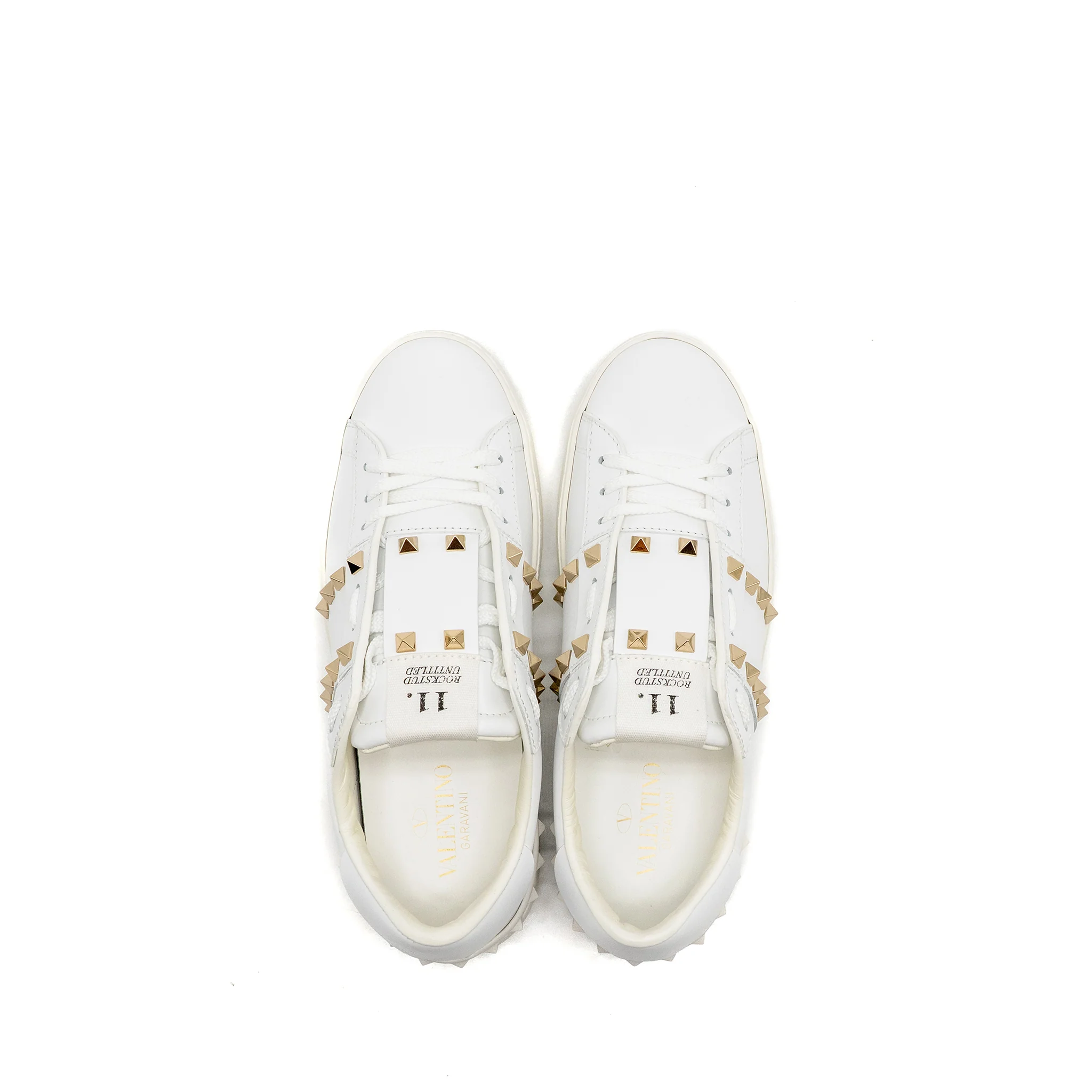 Valentino Size 38.5 Rockstud Untitled Sneakers Calfskin White - Image 4