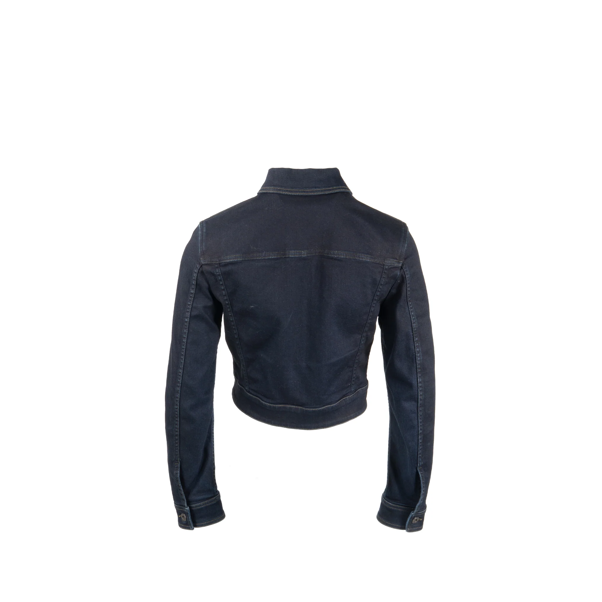 Valentino Size 38 V Logo Cropped Denim Jacket Dark Blue/Red - Image 2
