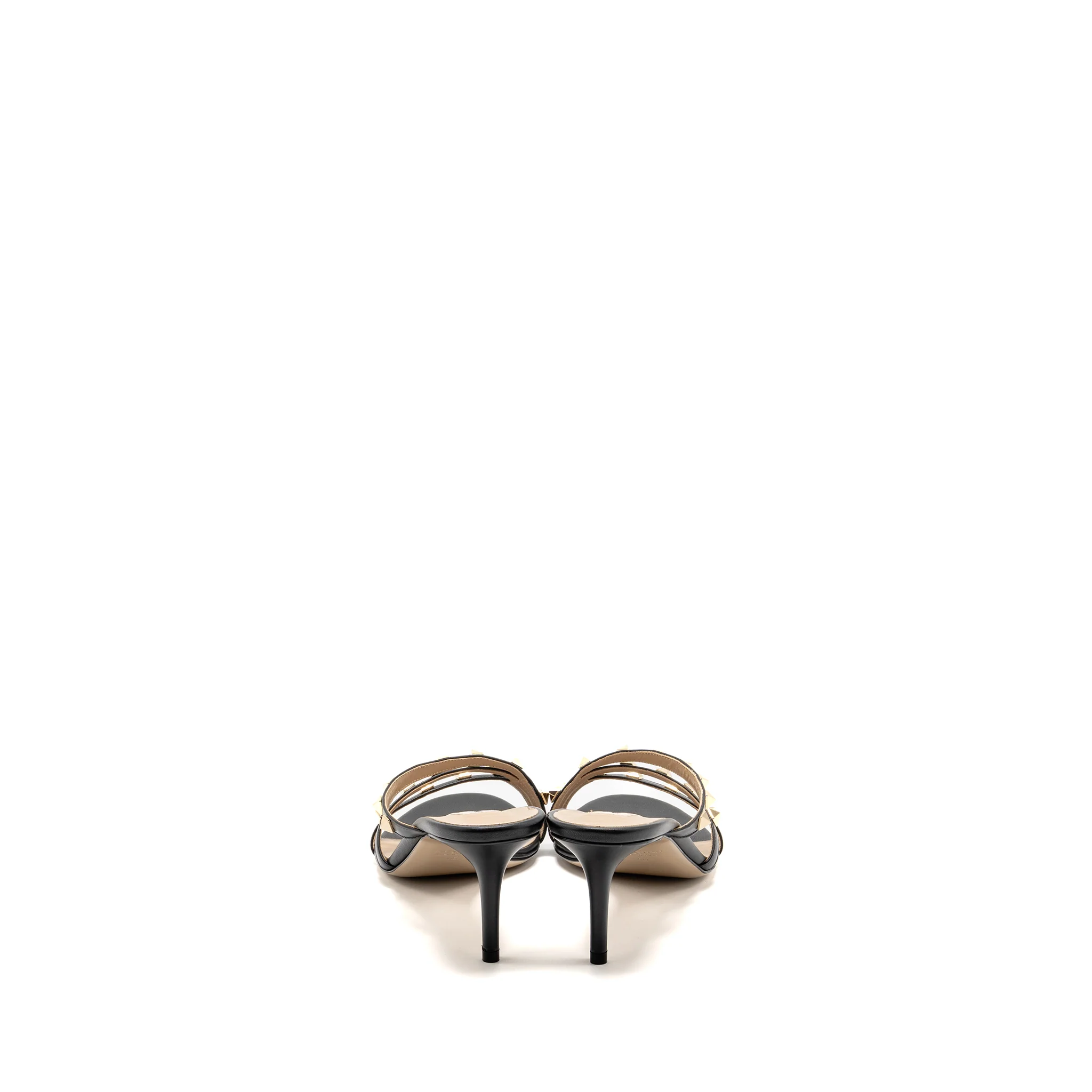 Valentino Size 40 Garavani Rockstud Heels Sandals Leather Black LGHW - Image 3