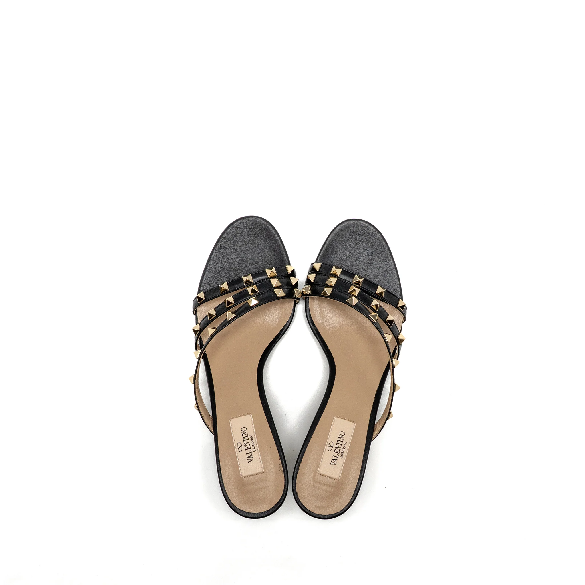 Valentino Size 40 Garavani Rockstud Heels Sandals Leather Black LGHW - Image 4