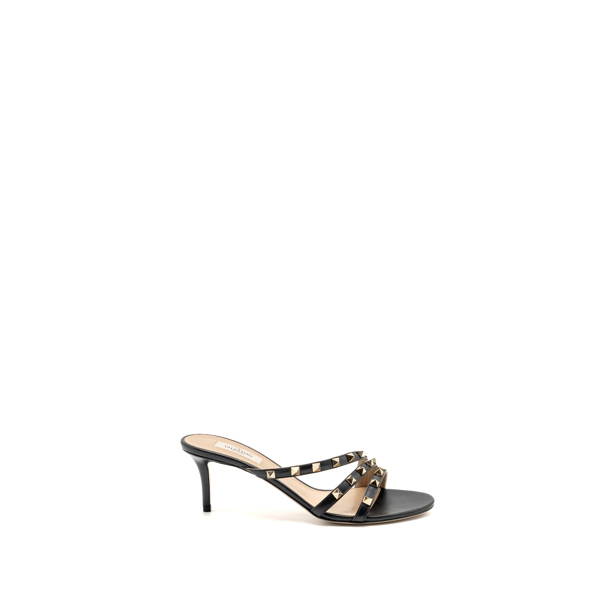 Valentino Size 40 Garavani Rockstud Heels Sandals Leather Black LGHW - Image 5