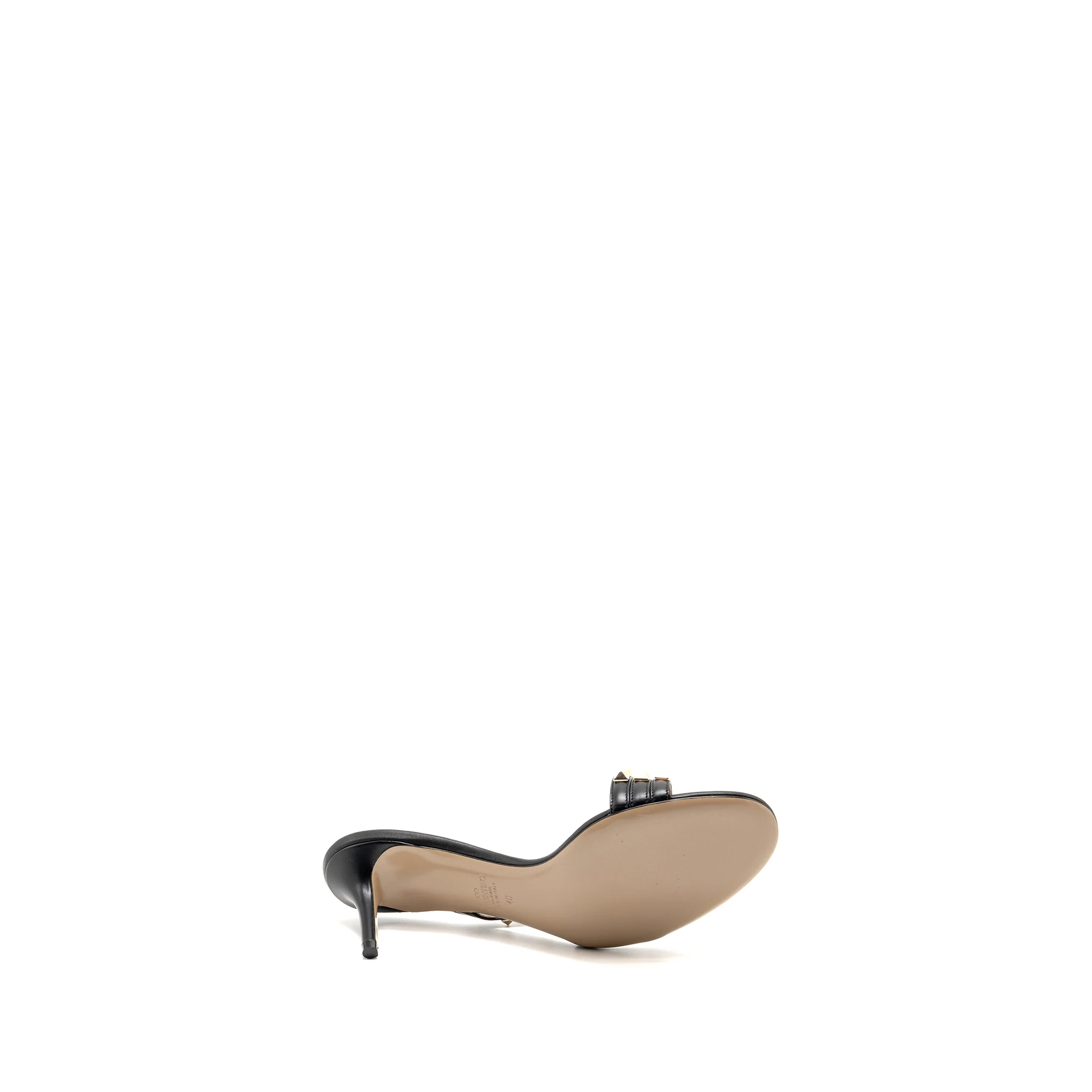 Valentino Size 40 Garavani Rockstud Heels Sandals Leather Black LGHW - Image 6