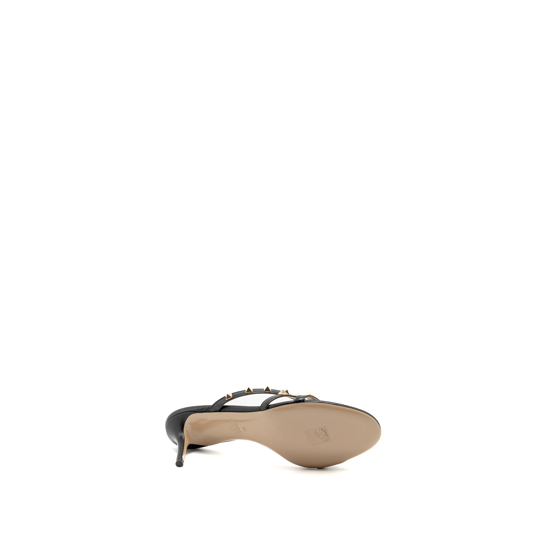 Valentino Size 40 Garavani Rockstud Heels Sandals Leather Black LGHW - Image 7