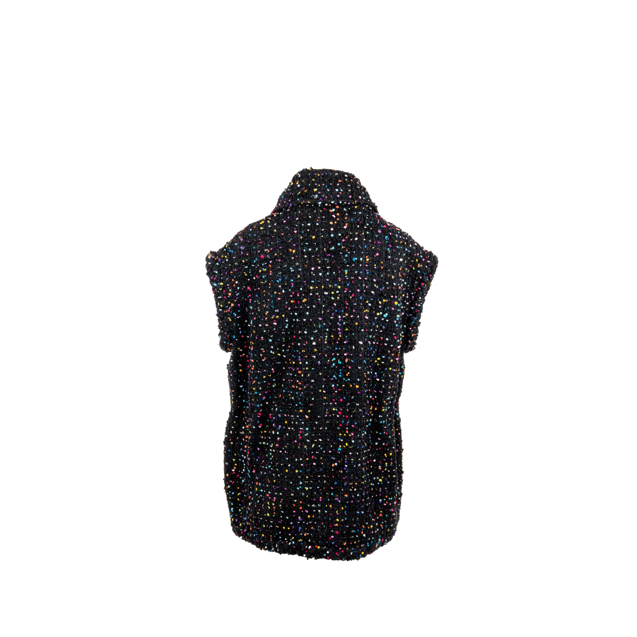 Valentino Size 40 Tweed Vest Viscose/Polyamide Black / Multicolour - Image 3