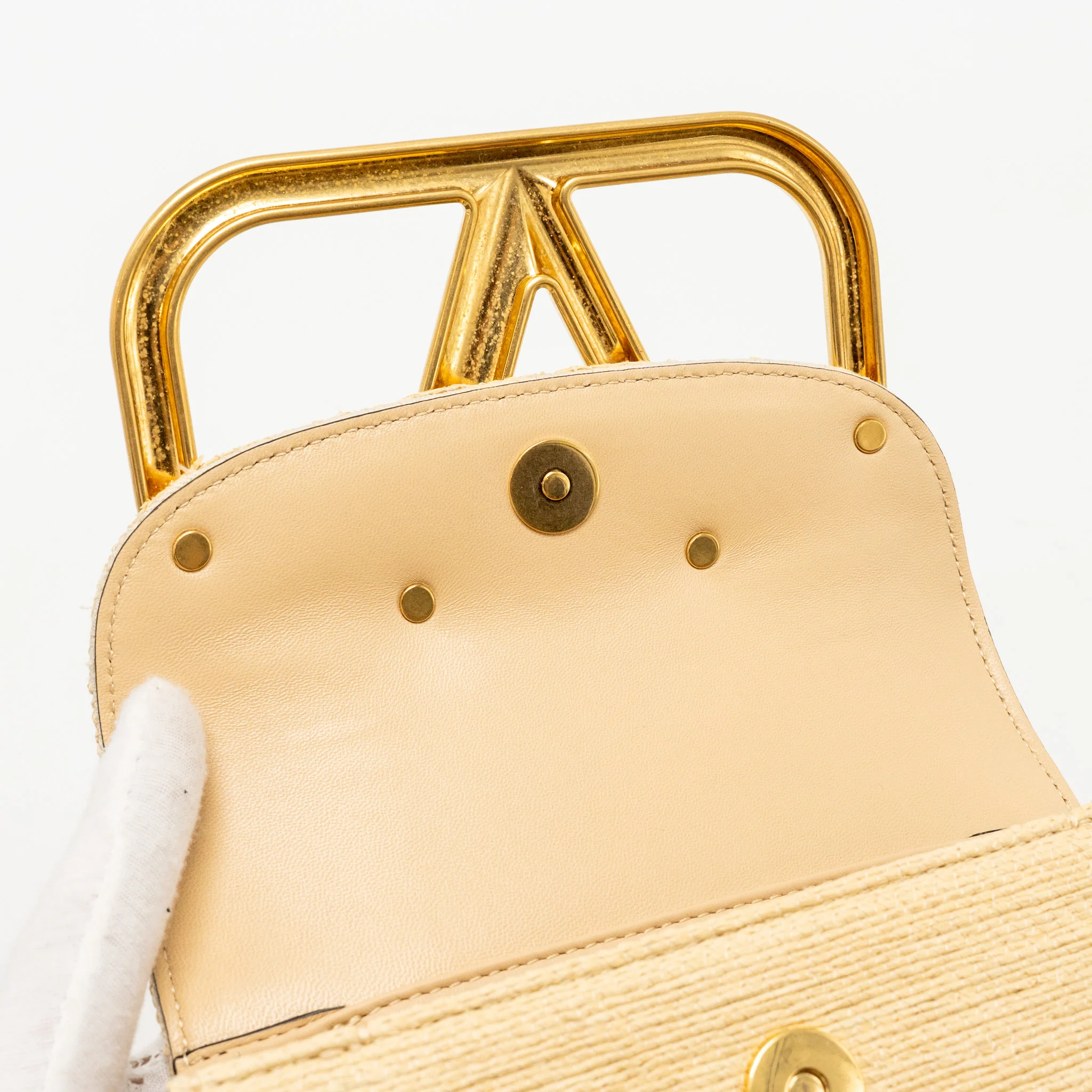 Valentino Small Supervee Crossbody Bag Leather/Raffia Beige GHW - Image 12