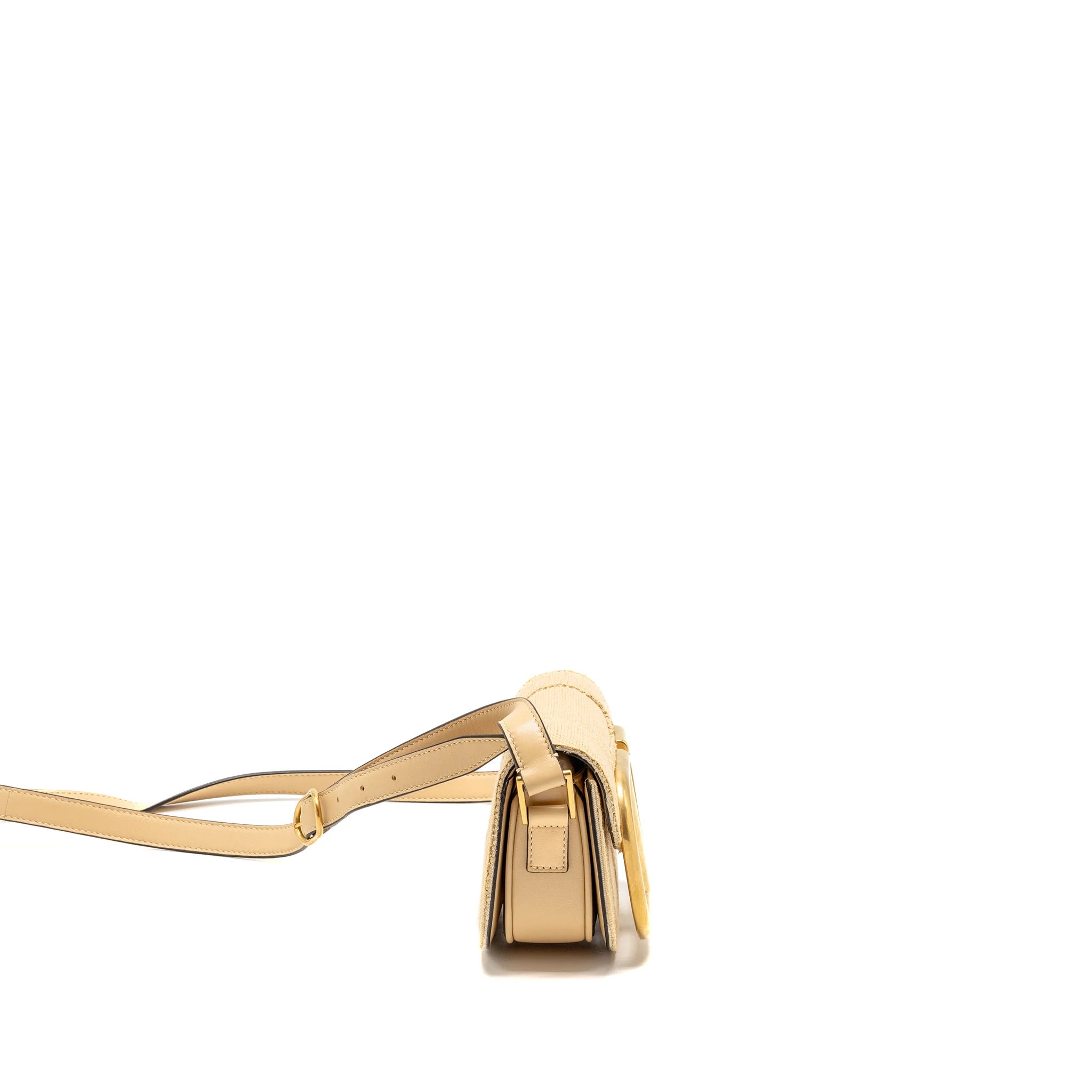 Valentino Small Supervee Crossbody Bag Leather/Raffia Beige GHW - Image 3