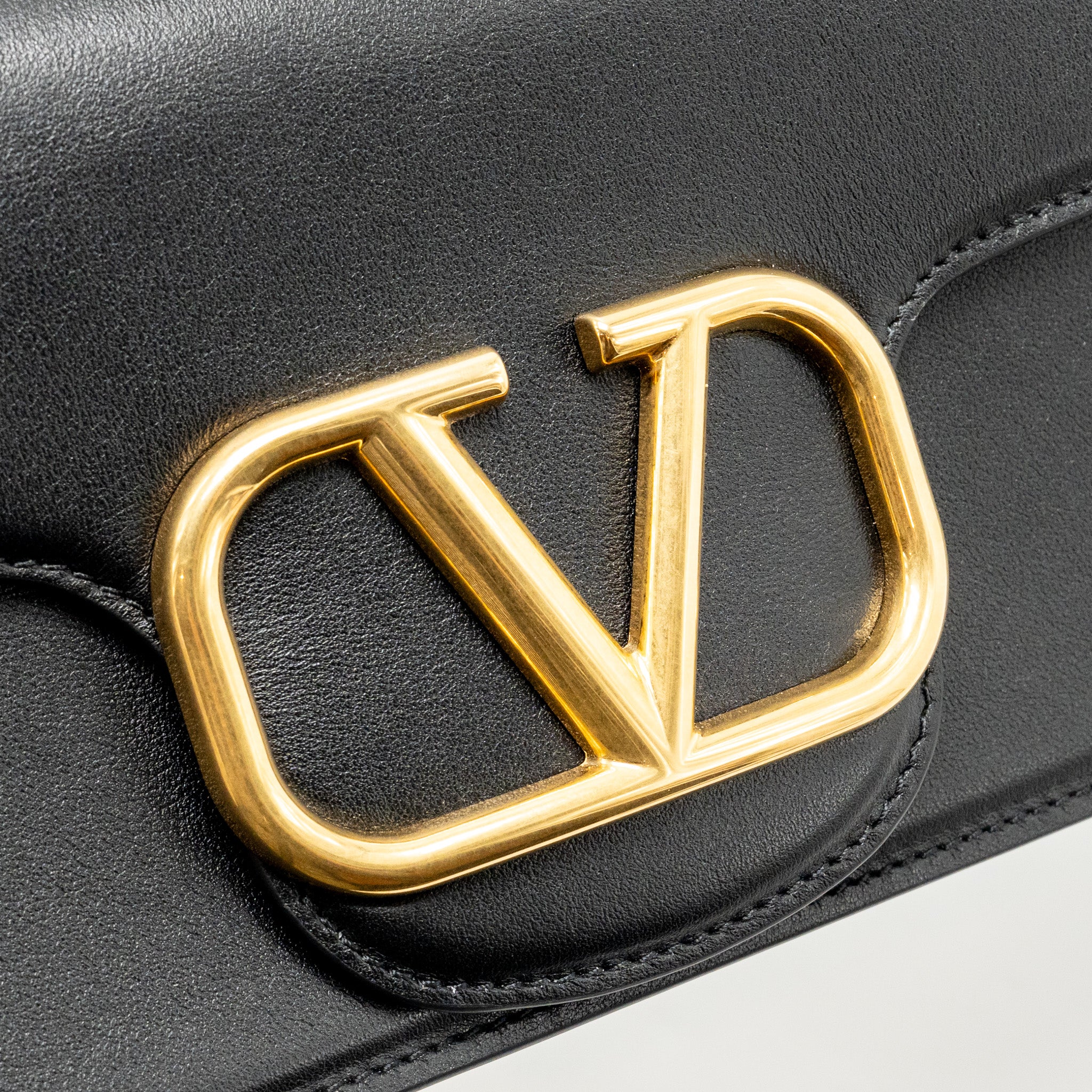 Valentino Small V Logo Crossbody Bag Calfskin Black GHW - Image 12