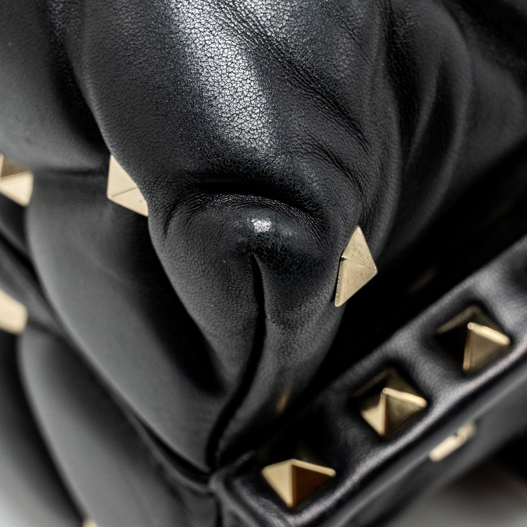 Valentino Top Handle Quilted Candystud Flap Bag Lambskin Black LGHW - Image 11