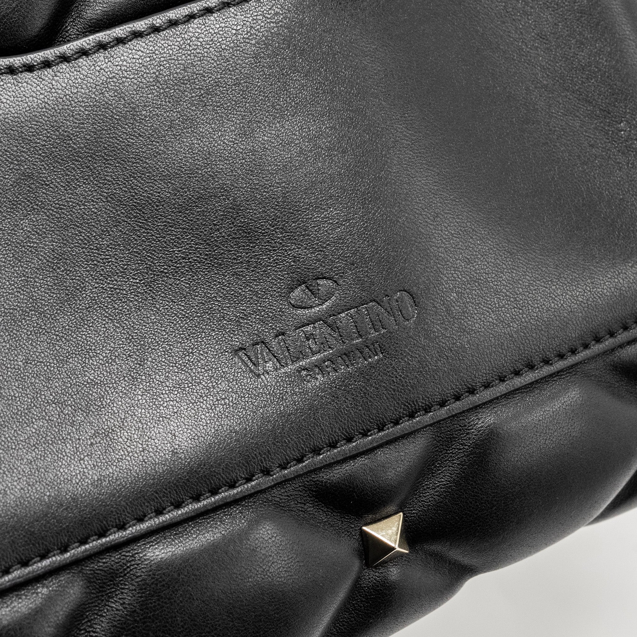 Valentino Top Handle Quilted Candystud Flap Bag Lambskin Black LGHW - Image 14