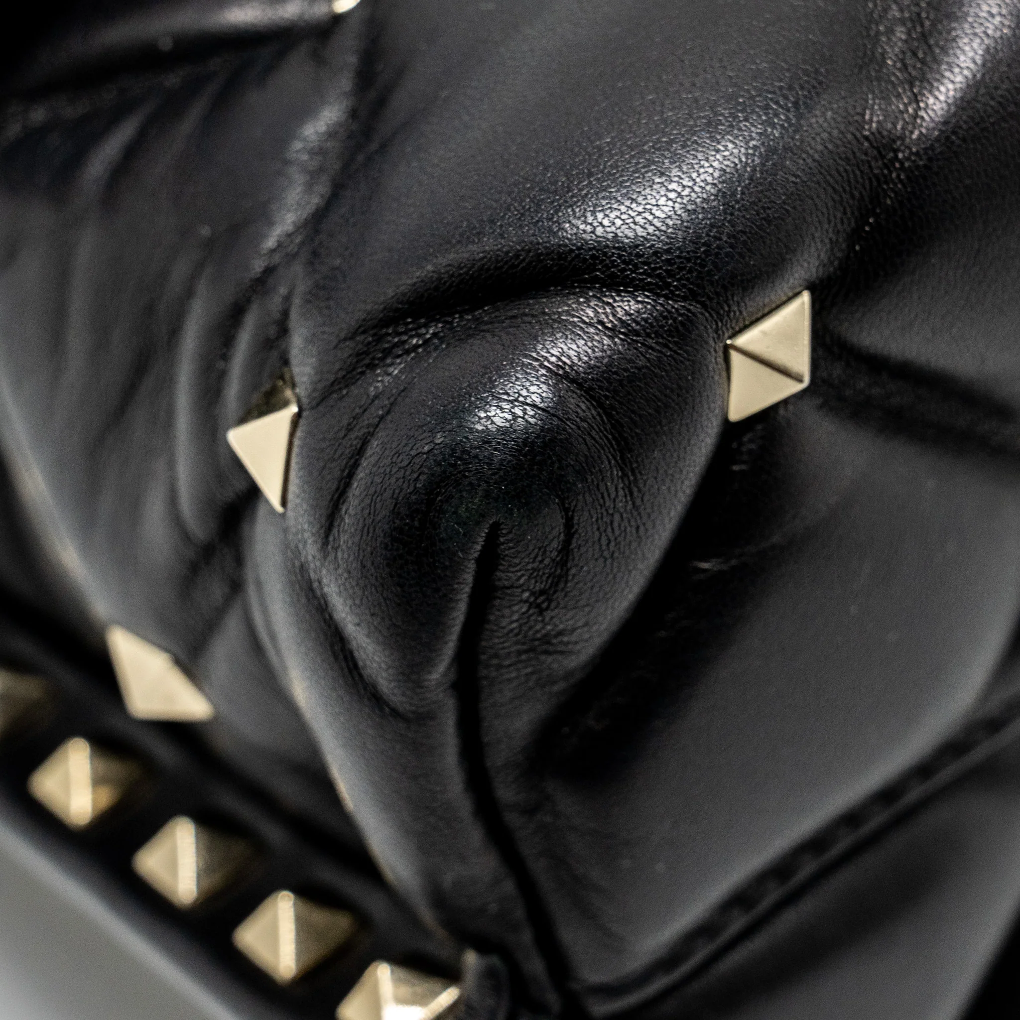 Valentino Top Handle Quilted Candystud Flap Bag Lambskin Black LGHW - Image 8