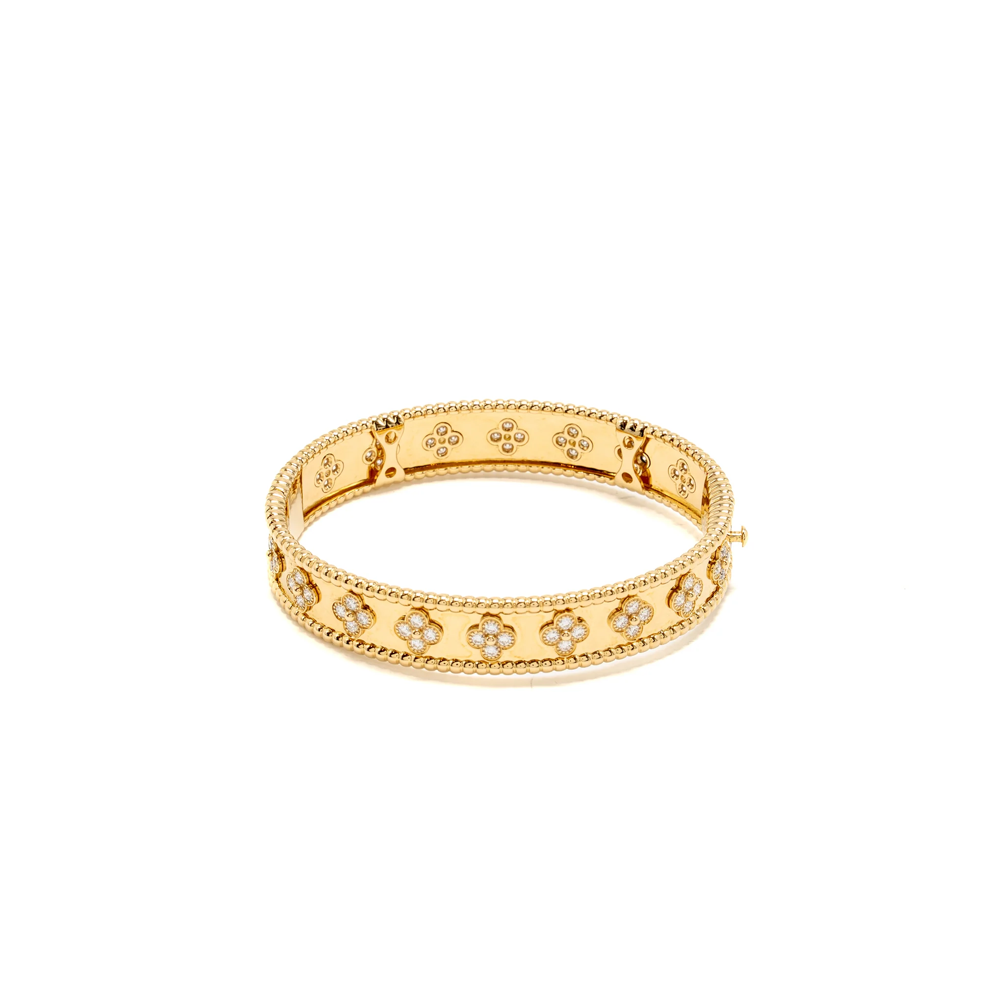 Van Cleef and Arpels Size S Perlée Clovers Bracelet, Small Model Yellow Gold, Diamond - Image 4