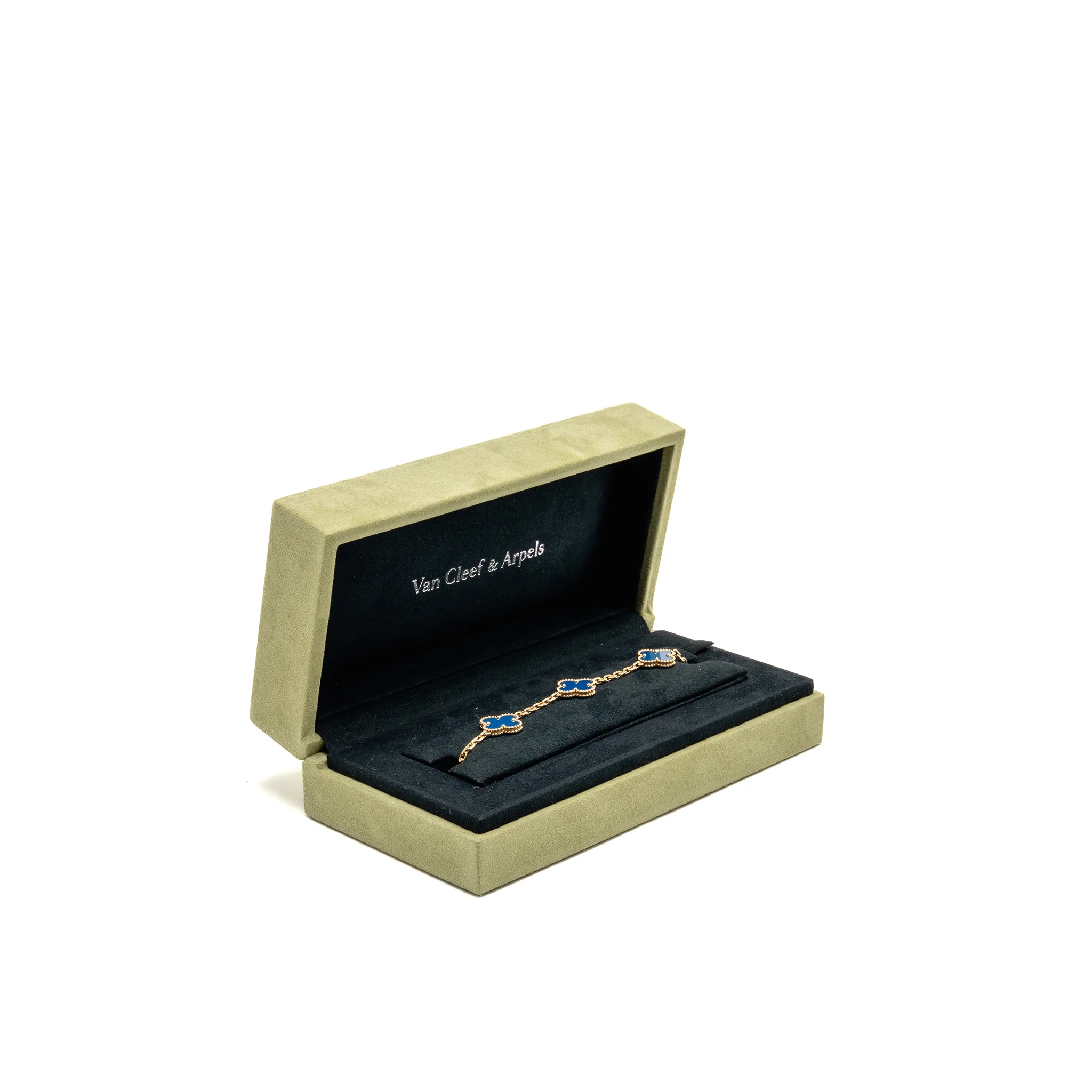 Van Cleef and Arpels vintage Alhambra bracelet 5 motifs 18k yellow gold , agate - Image 2