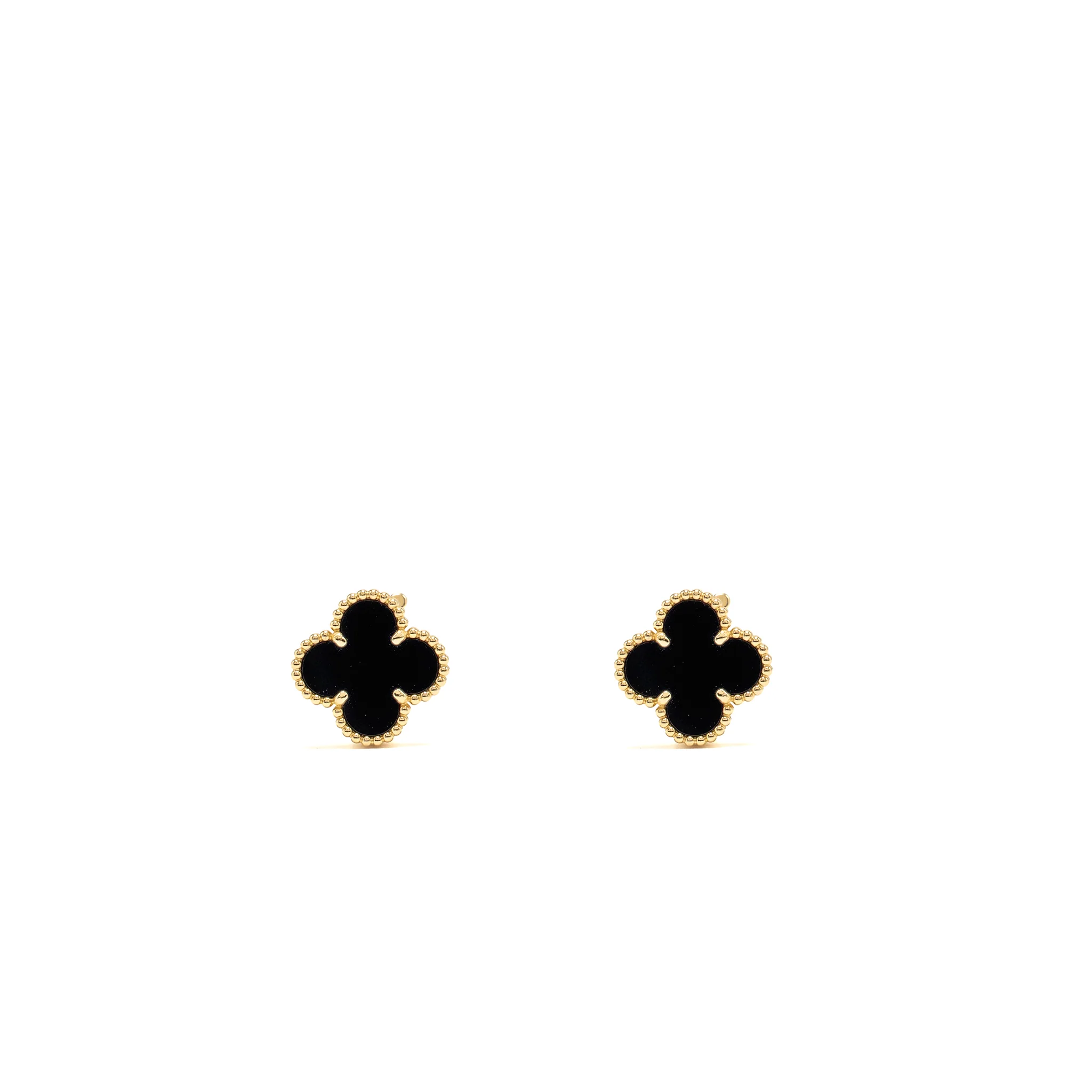 Van Cleef and Arpels Vintage Alhambra earrings 18k yellow gold, Onyx