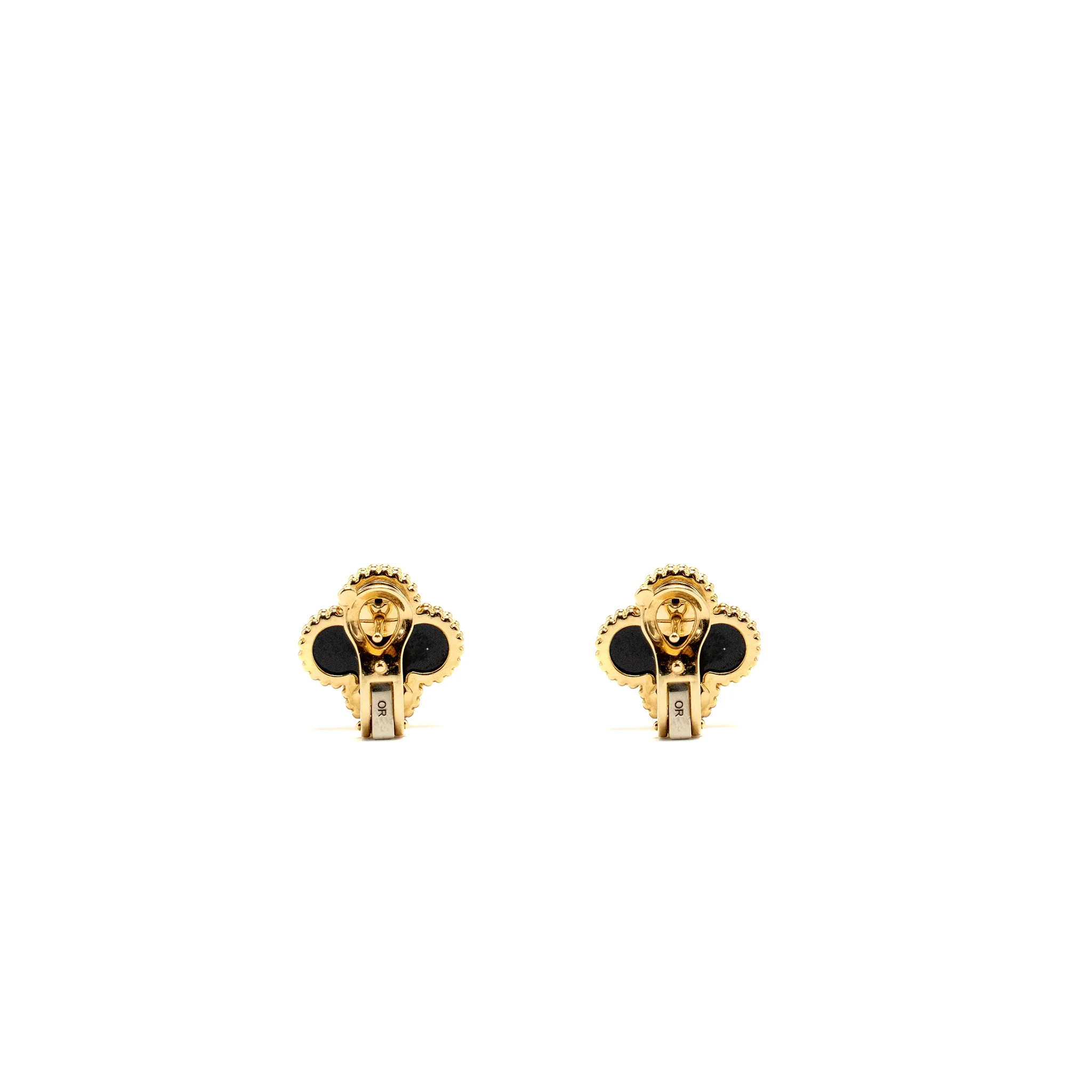 Van Cleef and Arpels Vintage Alhambra earrings 18k yellow gold, Onyx - Image 4