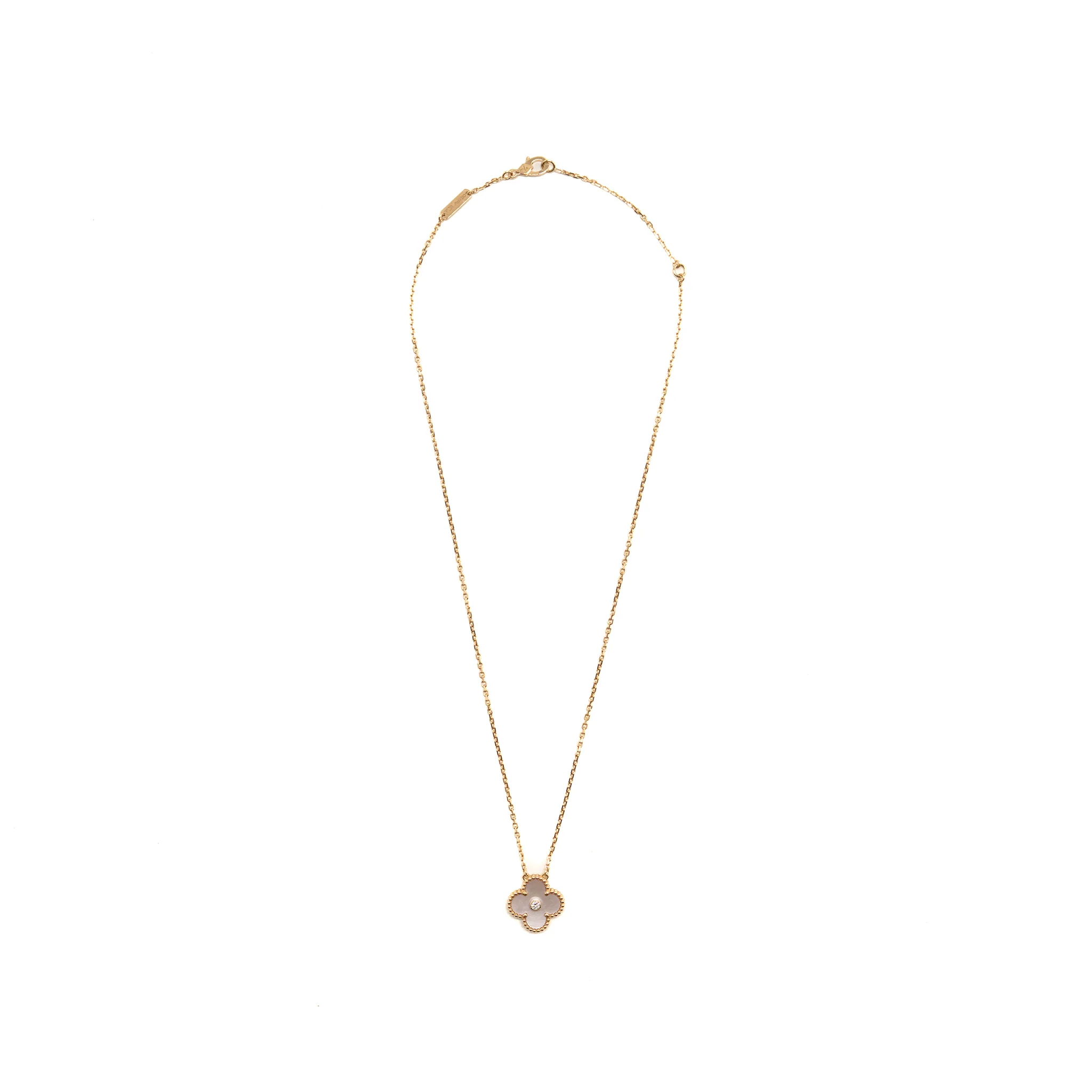 Van Cleef & Arpels 2025 Holiday Vintage Alhambra Pendant, Rose Gold, PINK Mother-of-Pearl, Diamond - Image 3