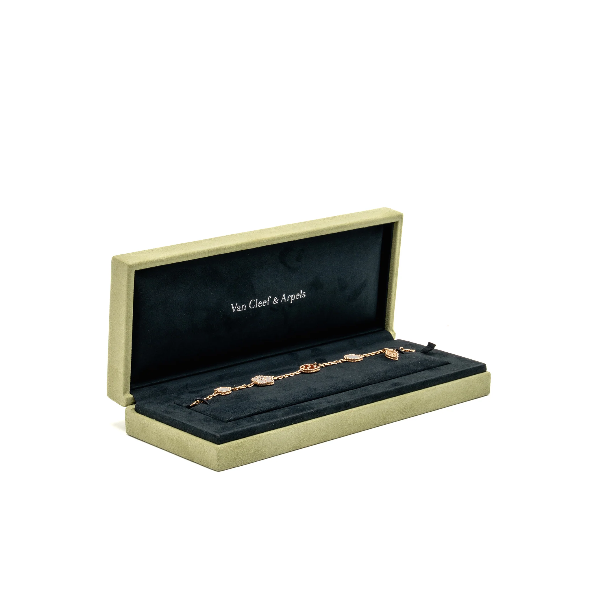 Van Cleef & Arpels Lucky Spring Bracelet 5 Motifs Rose Gold/White Mother Of Pearl/Carnelian/Onyx - Image 2