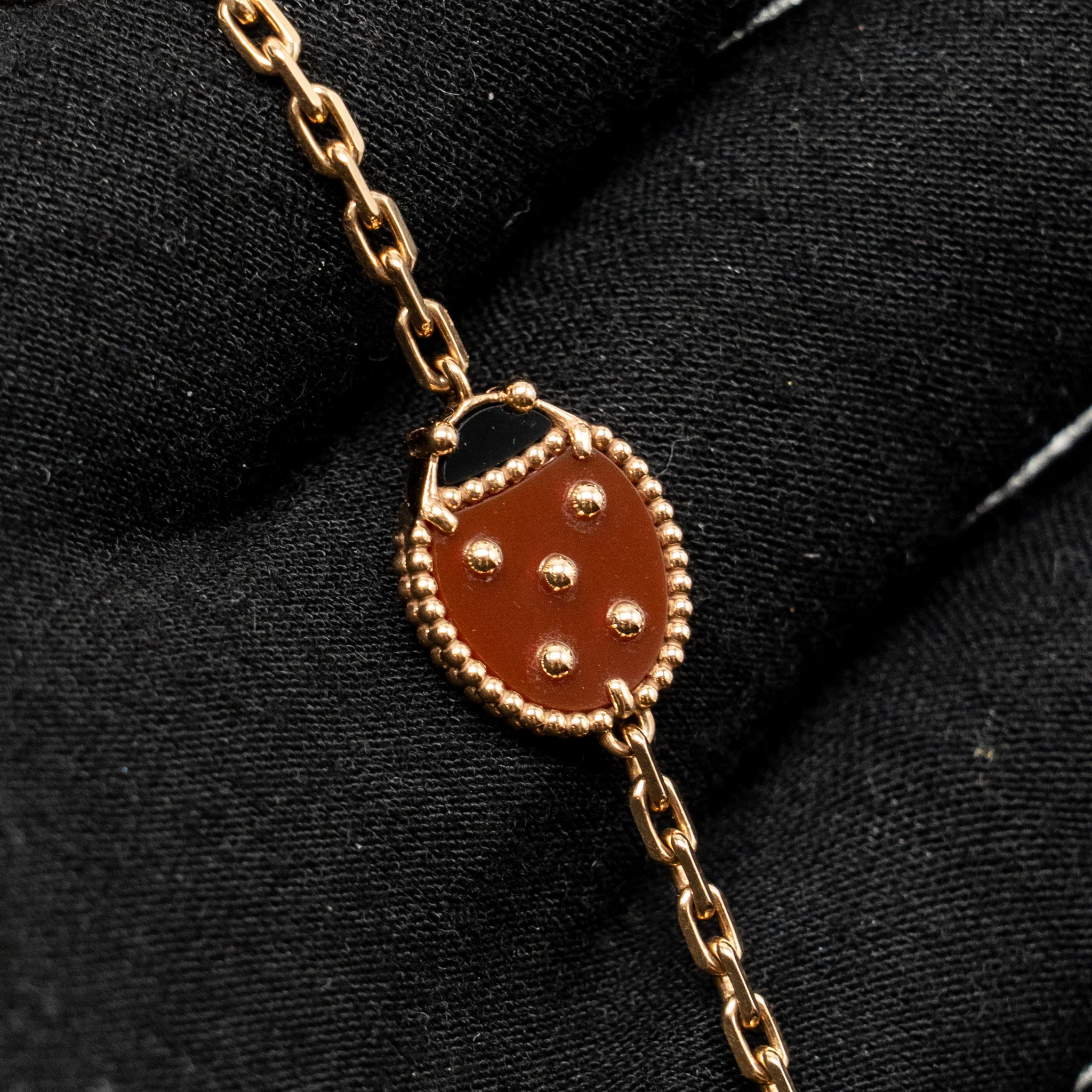 Van Cleef & Arpels Lucky Spring Bracelet 5 Motifs Rose Gold/White Mother Of Pearl/Carnelian/Onyx - Image 3