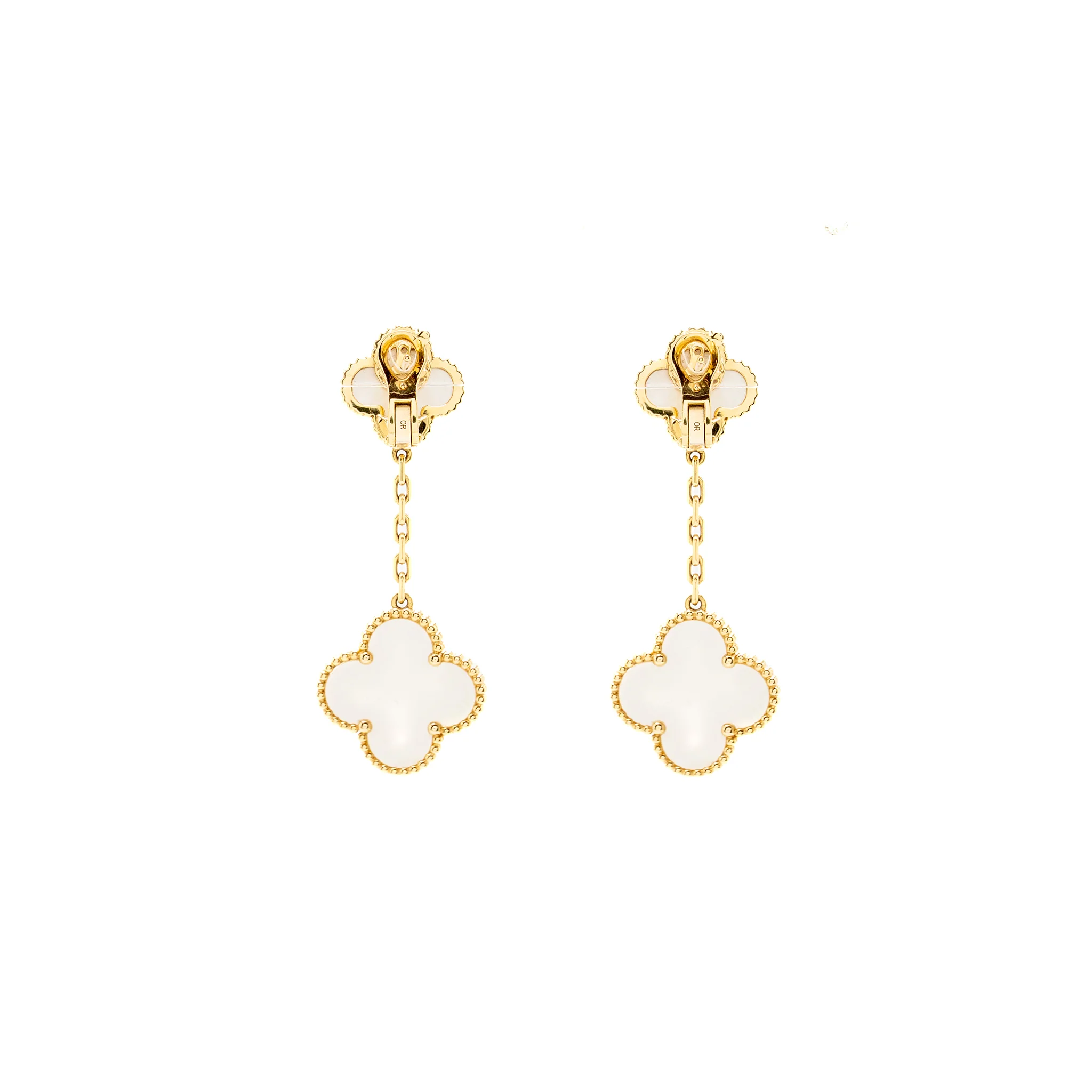 Van Cleef & Arpels Magic Alhambra 2-Motif Earrings, Yellow Gold, White Mother-of-Pearl - Image 4