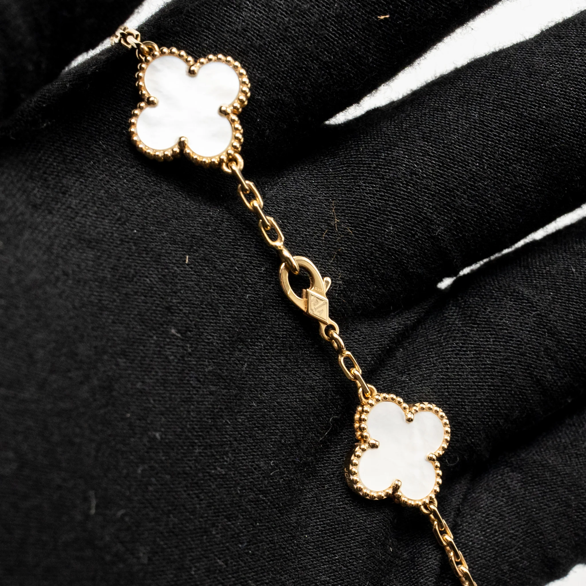 Van Cleef & Arpels Vintage Alhambra 10-Motif Necklace, Yellow Gold, White Mother-of-Pearl - Image 3